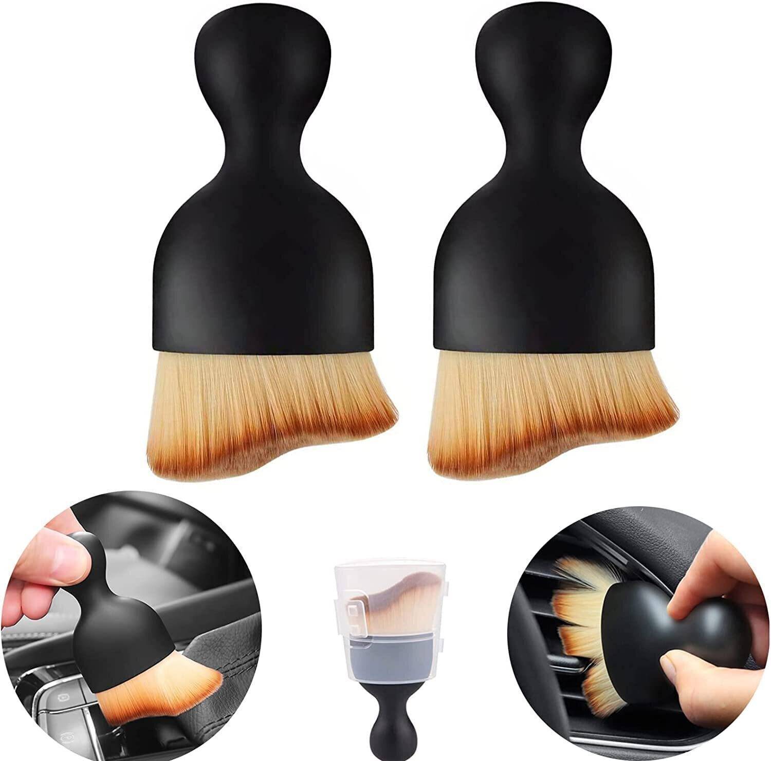 carfrill 2Pcs Car Detailing Brushes, Auto Interior Soft Hair Removal Brush Wet Duster