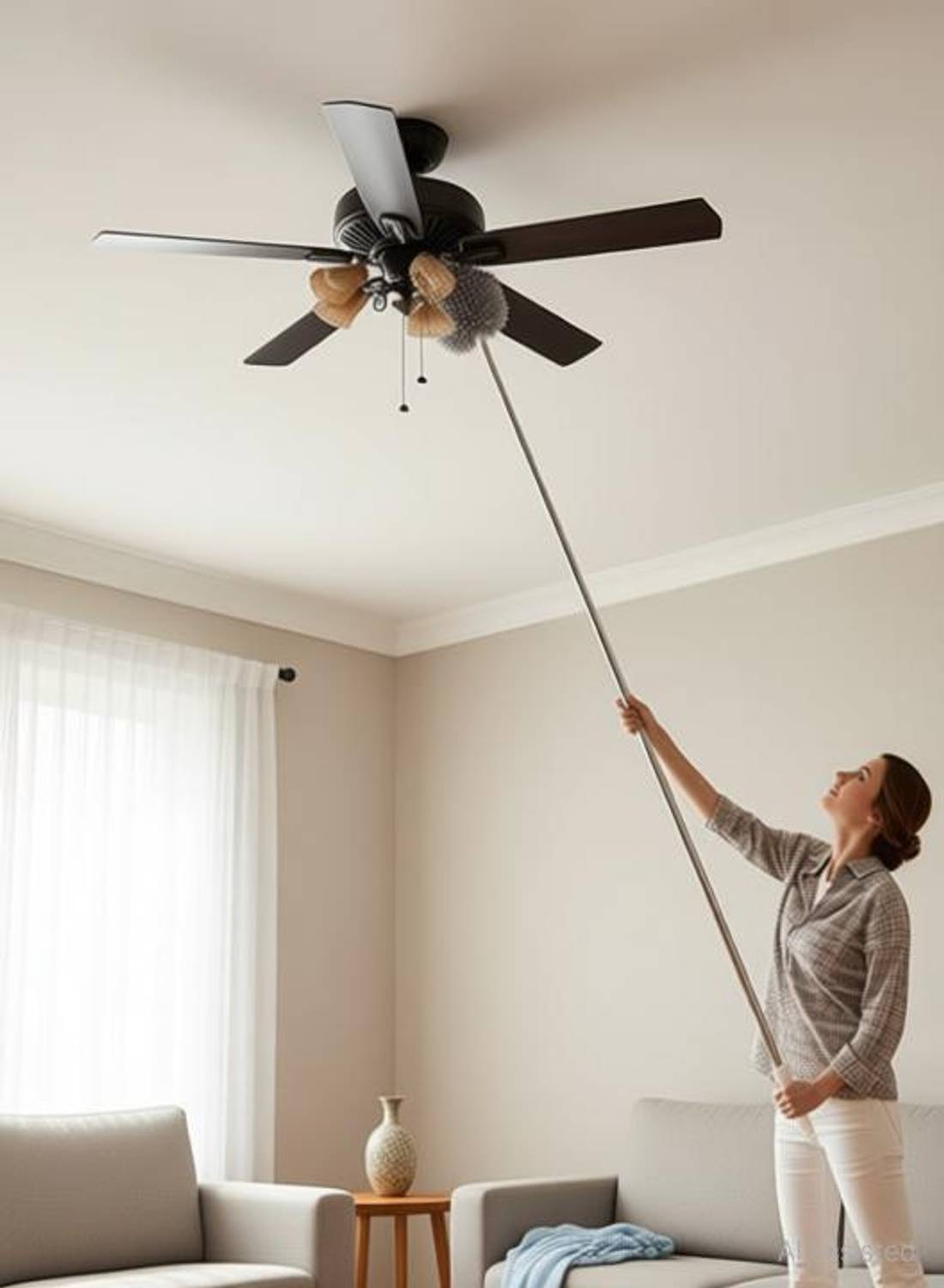 ANIDRA Foldable Microfiber Fan Cleaning Duster Flexible Fan mop for Quick Easy Cleaning Wet and Dry Duster