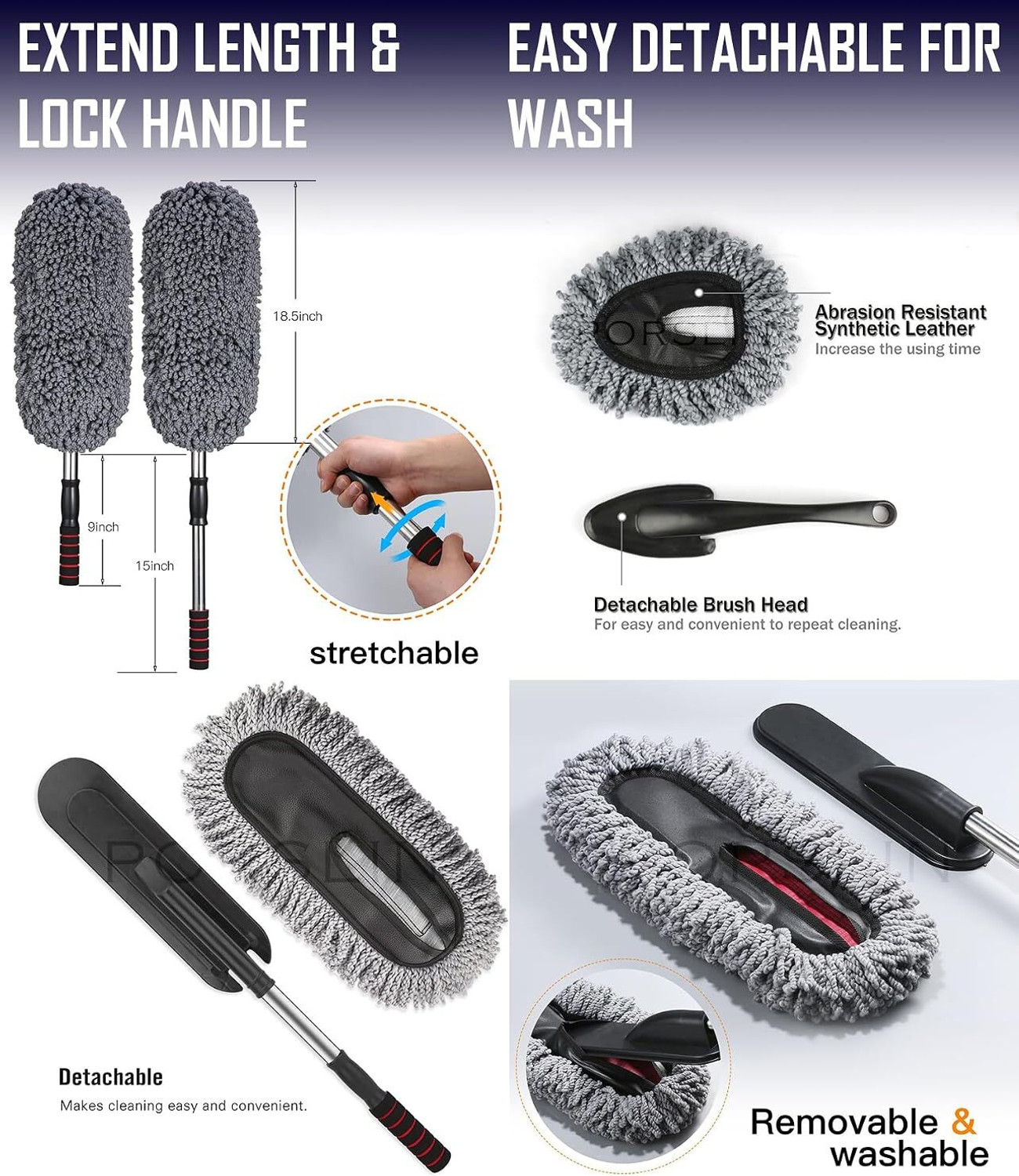 Image of Bluejack 05 Pcs SetComplete Car Cleaning Kit Duster, Brushes, Cloth & AC Brush Wet and Dry Duster