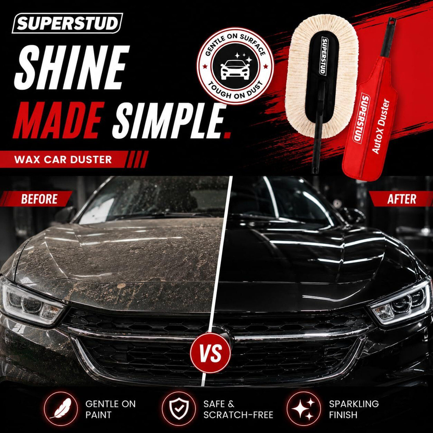Image of SUPERSTUD wax coated car duster car cleaning kit car accessories car accessories all type Dry Duster Set
