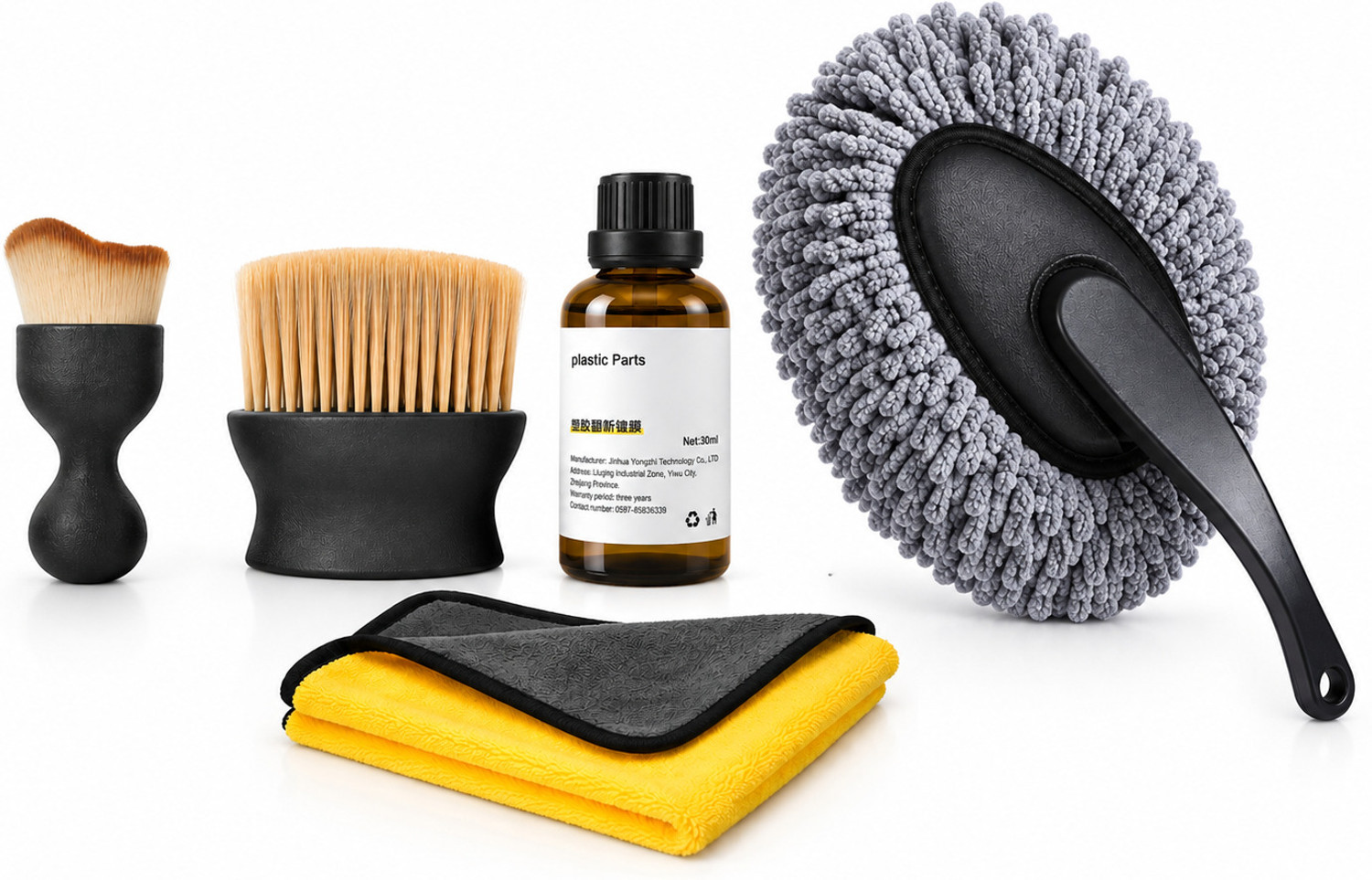 Image of Robustt 3 brush /duster, Restorer Bottle, Microfiber cleaning cloth Dry Duster Set