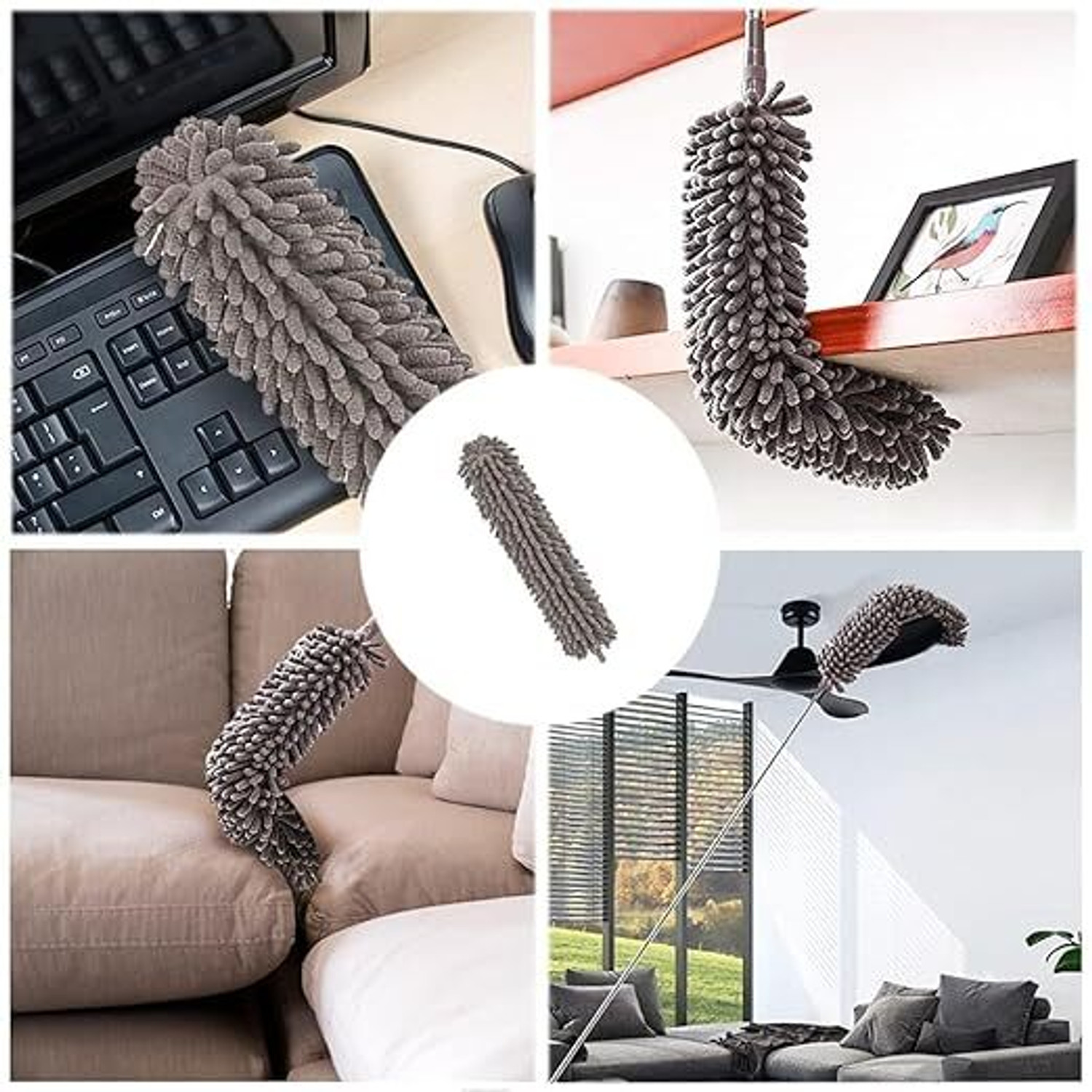 Image of GOLDENEYEHOUSE 3 In 1 Microfiber Feather Duster, 100 Inch Pole for Fans, Ceilings, Blinds Wet and Dry Duster Set