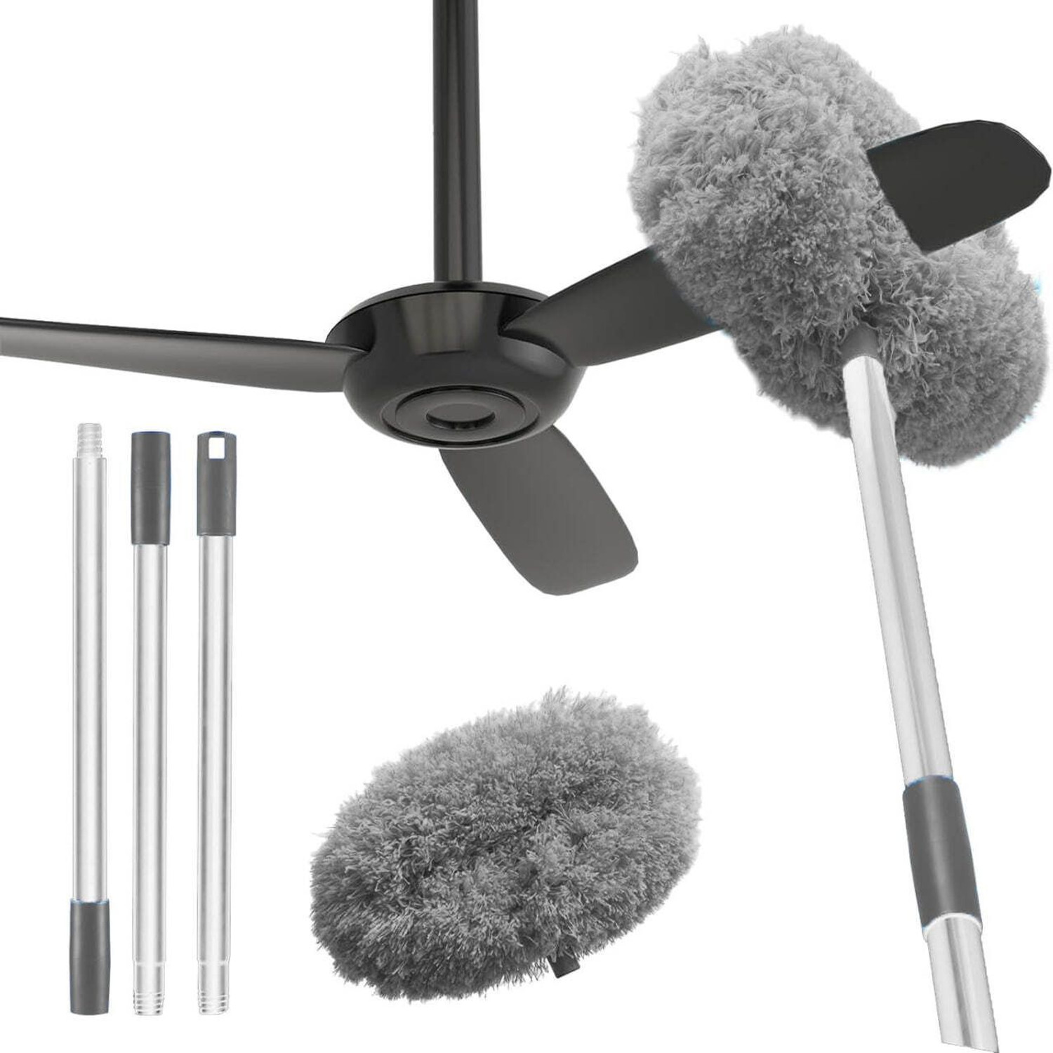 Image of MAAUVTOR Microfiber Ceiling Fan Cleaning Mop with Long Rod Flexible Home Kitchen Cleaner Wet and Dry Duster