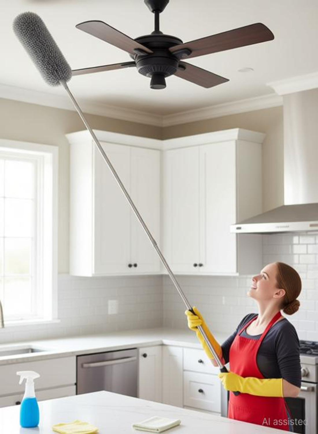 Image of GOLDENEYEHOUSE inch100-Inch Extendable Microfiber Ceiling Fan Duster - Wet & Dry Cleaning Tool inch Wet and Dry Duster