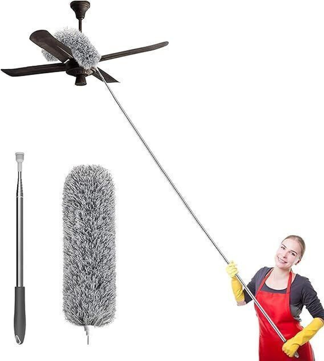 Image of GOLDENEYEHOUSE inch100-Inch Extendable Microfiber Ceiling Fan Duster - Wet & Dry Cleaning Tool inch Wet and Dry Duster