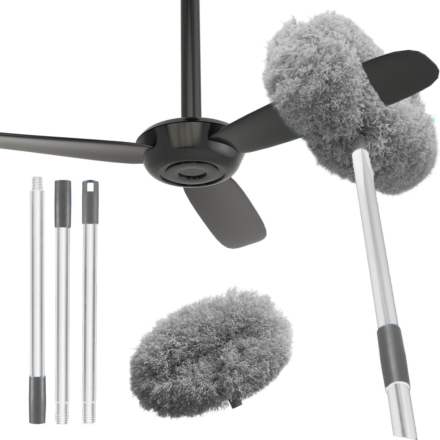 Image of PRECHANA Fan Cleaner Brush with Long Rod Flexible Fan Cleaning Mop Dry Duster