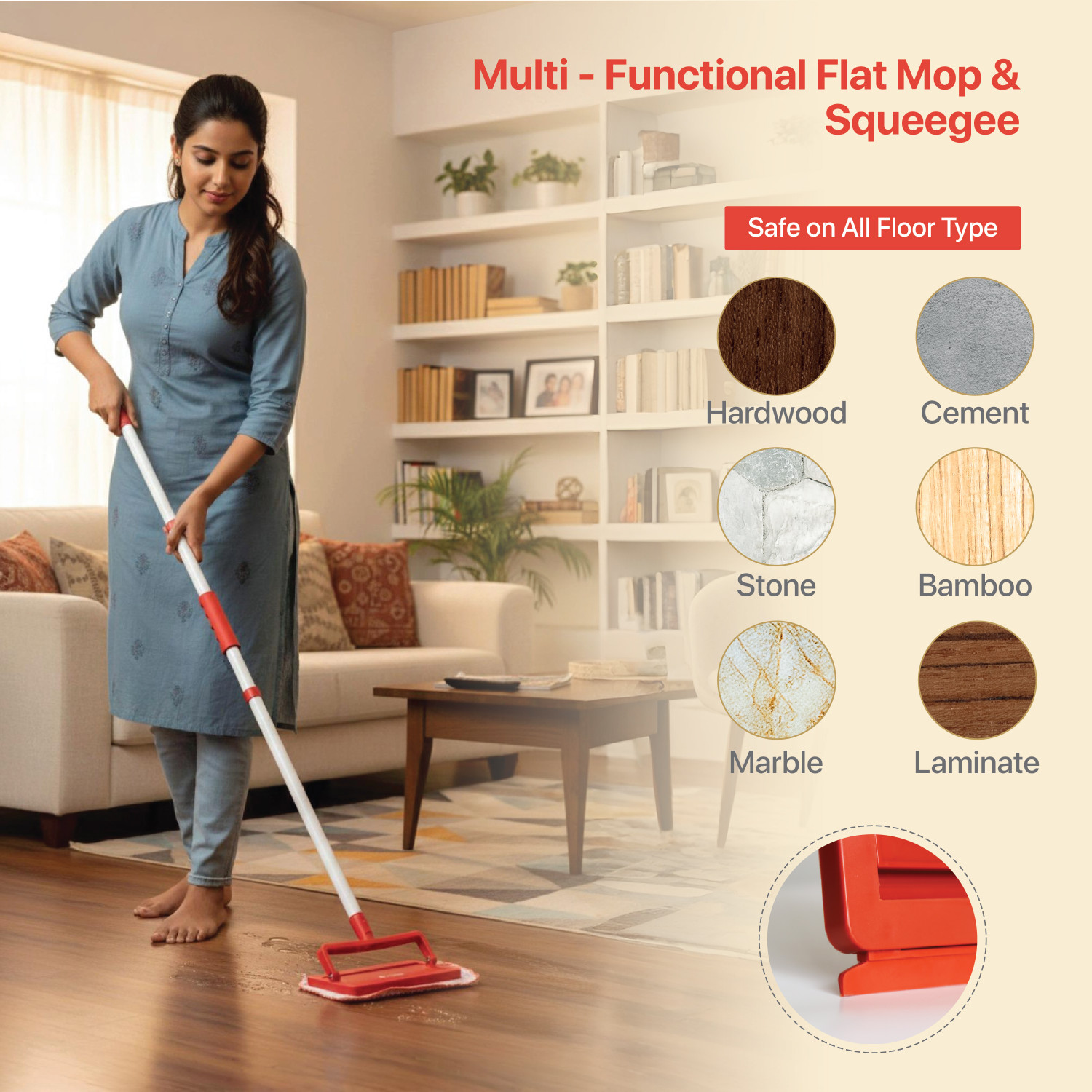 Image of Fynzo 3-in-1 Ceiling Fan Cleaner and Duster with 160cm Extendable Steel Poles Wet and Dry Duster Set