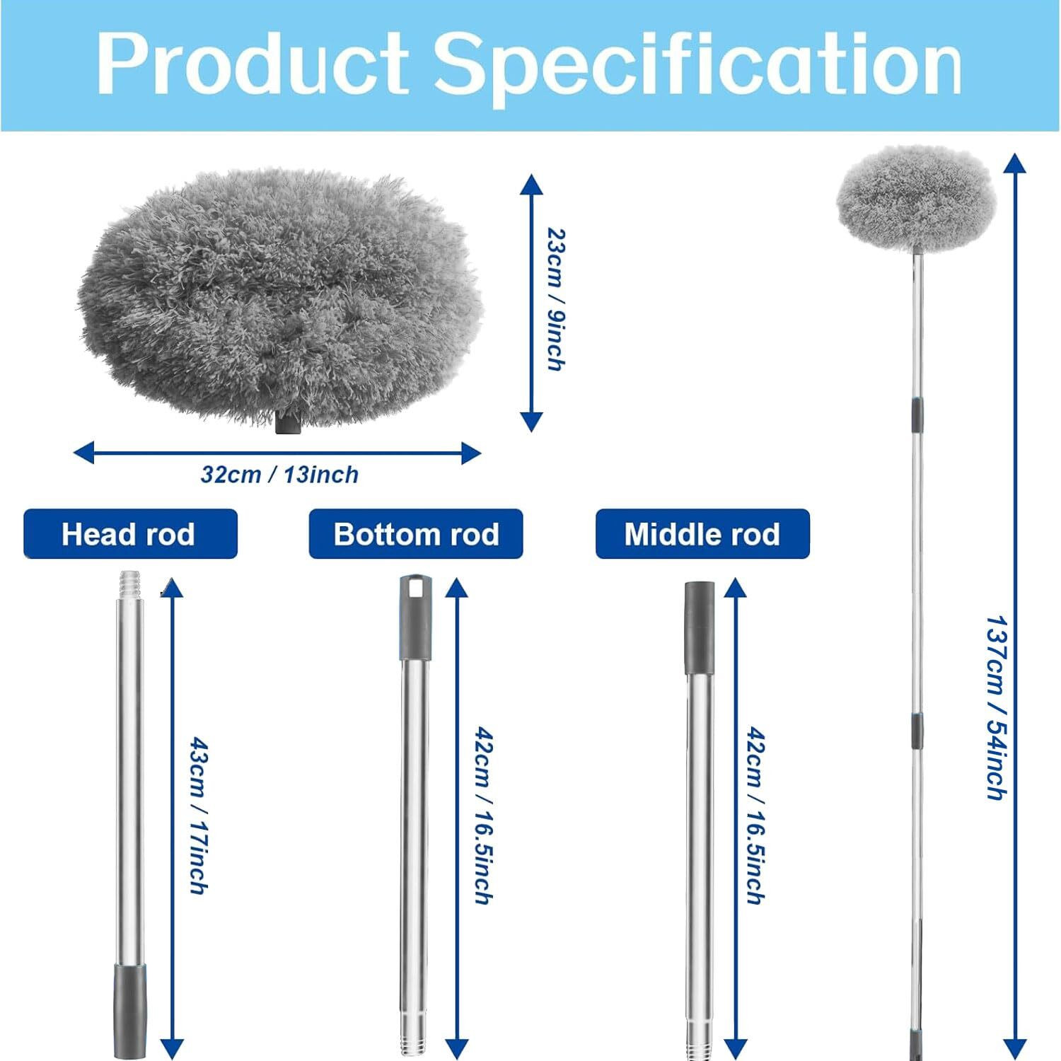 Image of PRECHANA Fan Cleaner Brush with Long Rod Flexible Fan Cleaning Mop Dry Duster