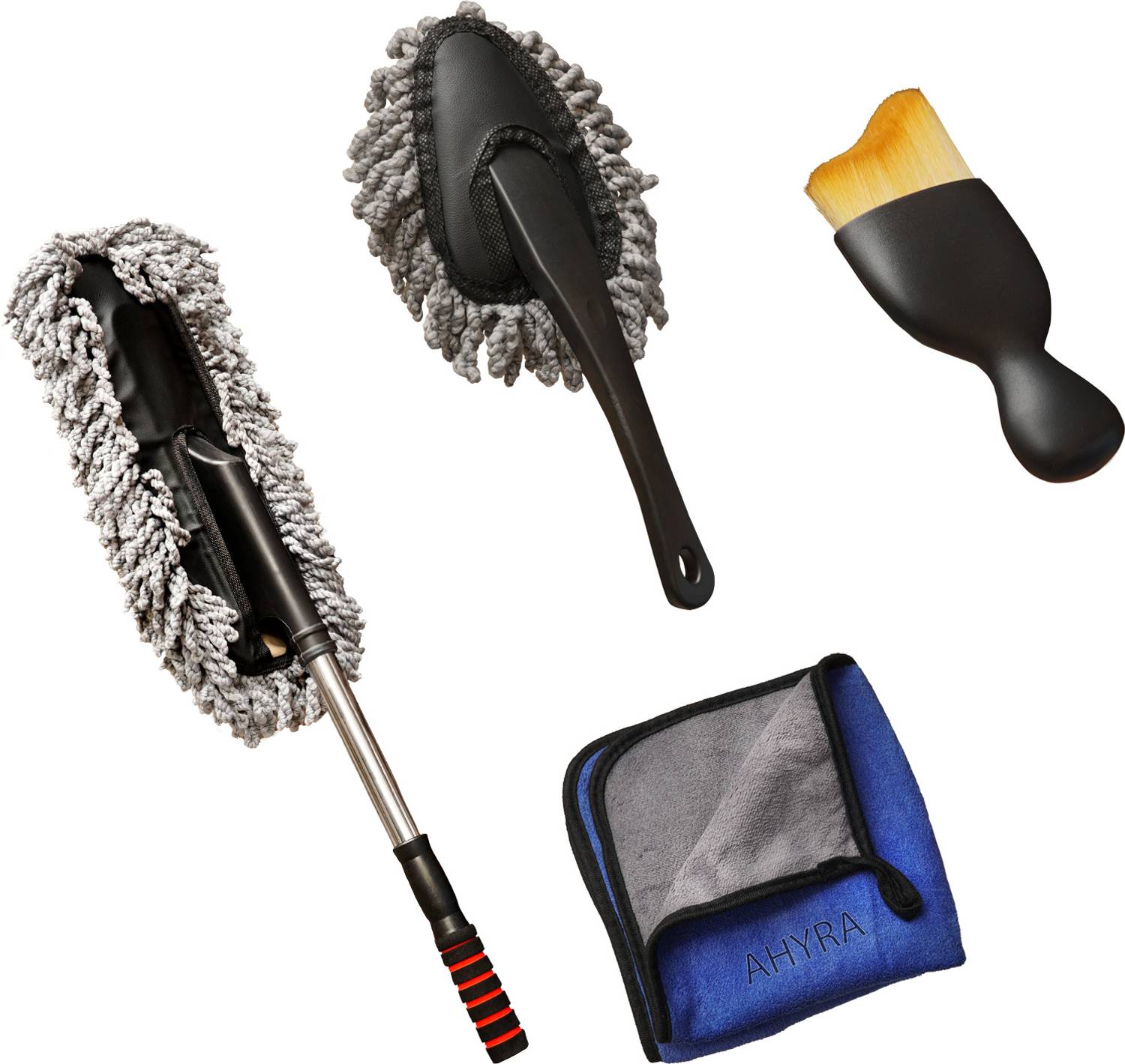 AHYRA 4 PCS Microfiber Car Duster Kit|Interior & Exterior Car Cleaning Detailing Tool Wet and Dry Duster Set
