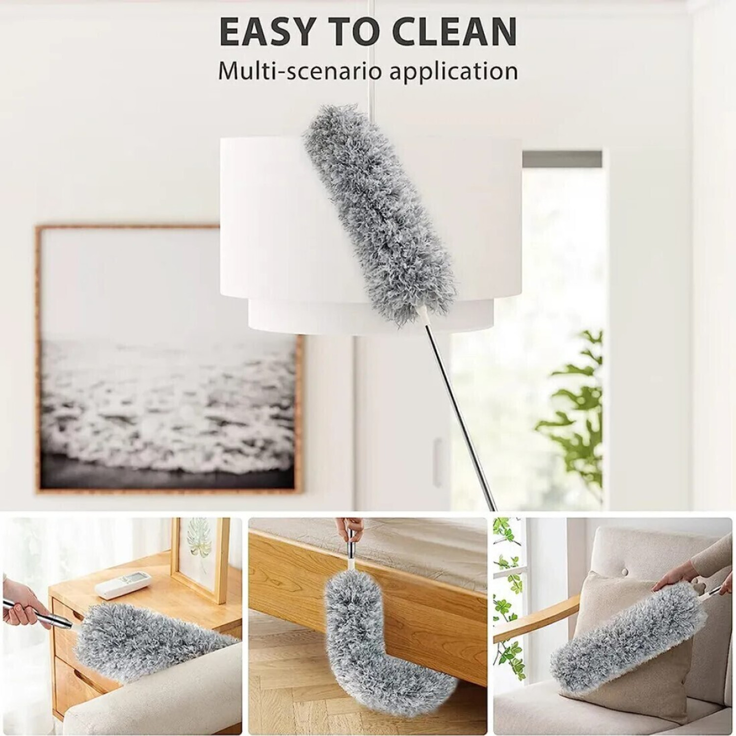 Image of NUCLETRIC Cleaning Brush Feather Microfiber with Extendable Rod Dust Cleaner Wet and Dry Duster