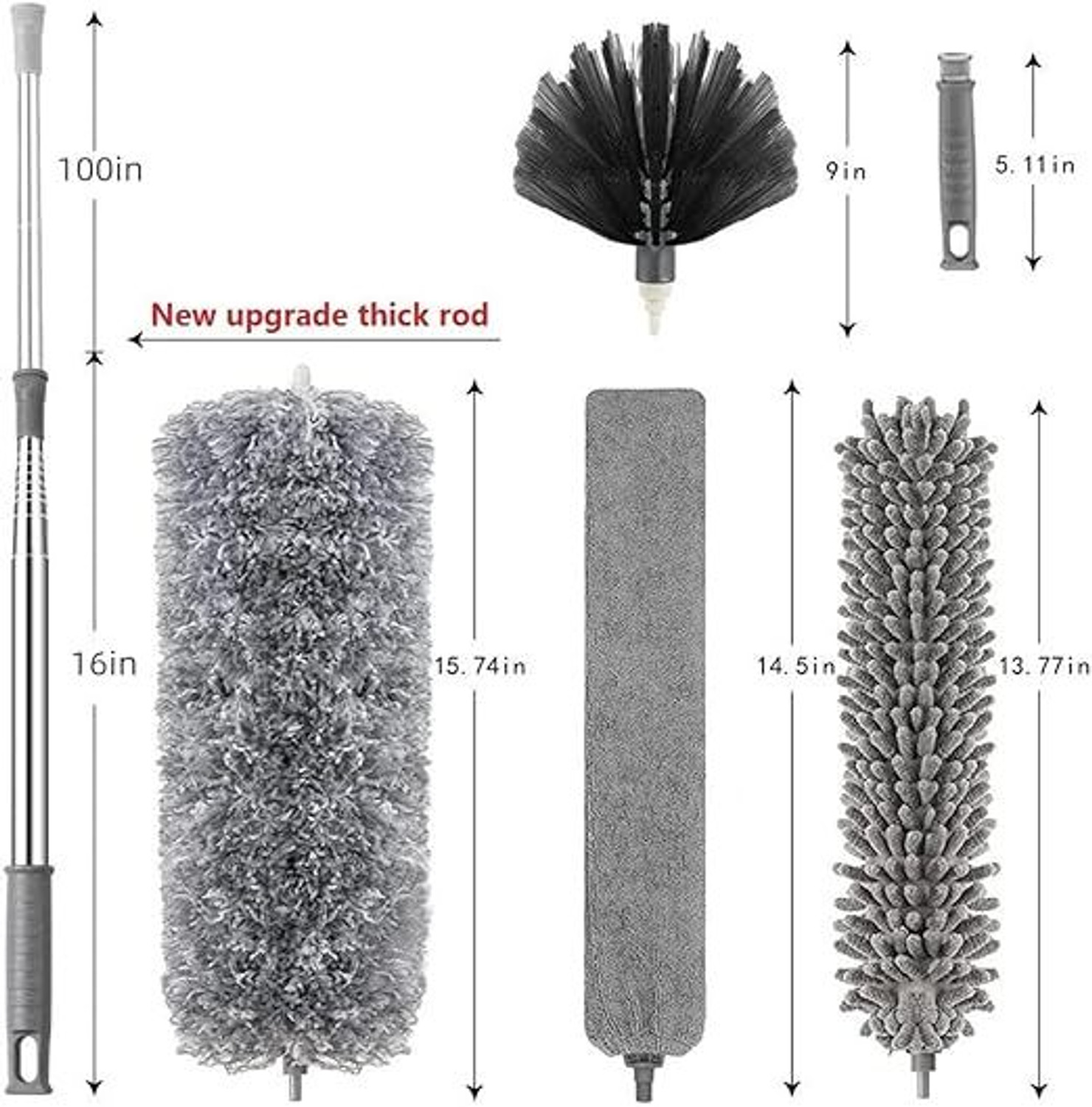 Image of GOLDENEYEHOUSE 4 In 1 Microfiber Feather Duster, 100 Inch Pole for Fans, Ceilings, Blinds Wet and Dry Duster Set