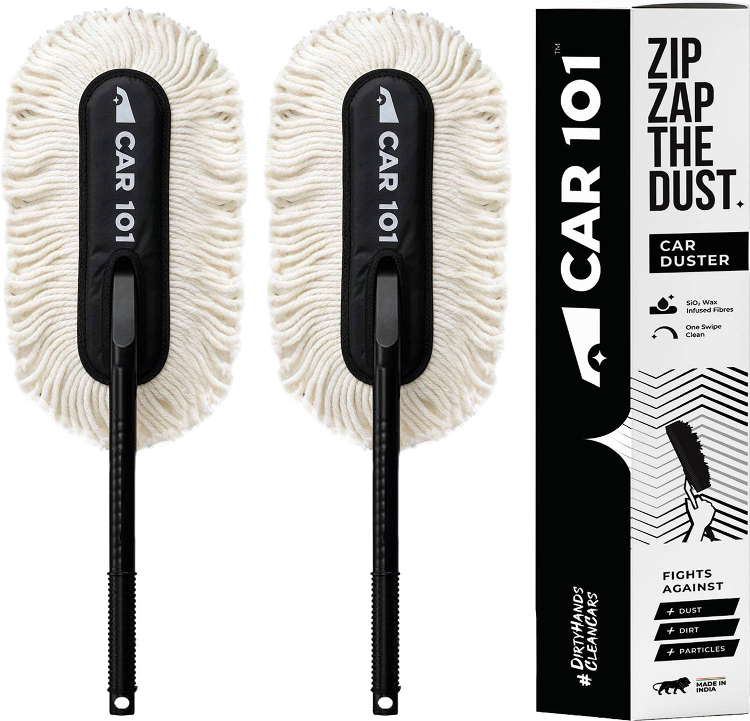 Car 101 Zip Zap Car Duster | Ceramic Wax Infused | Scratch-Free