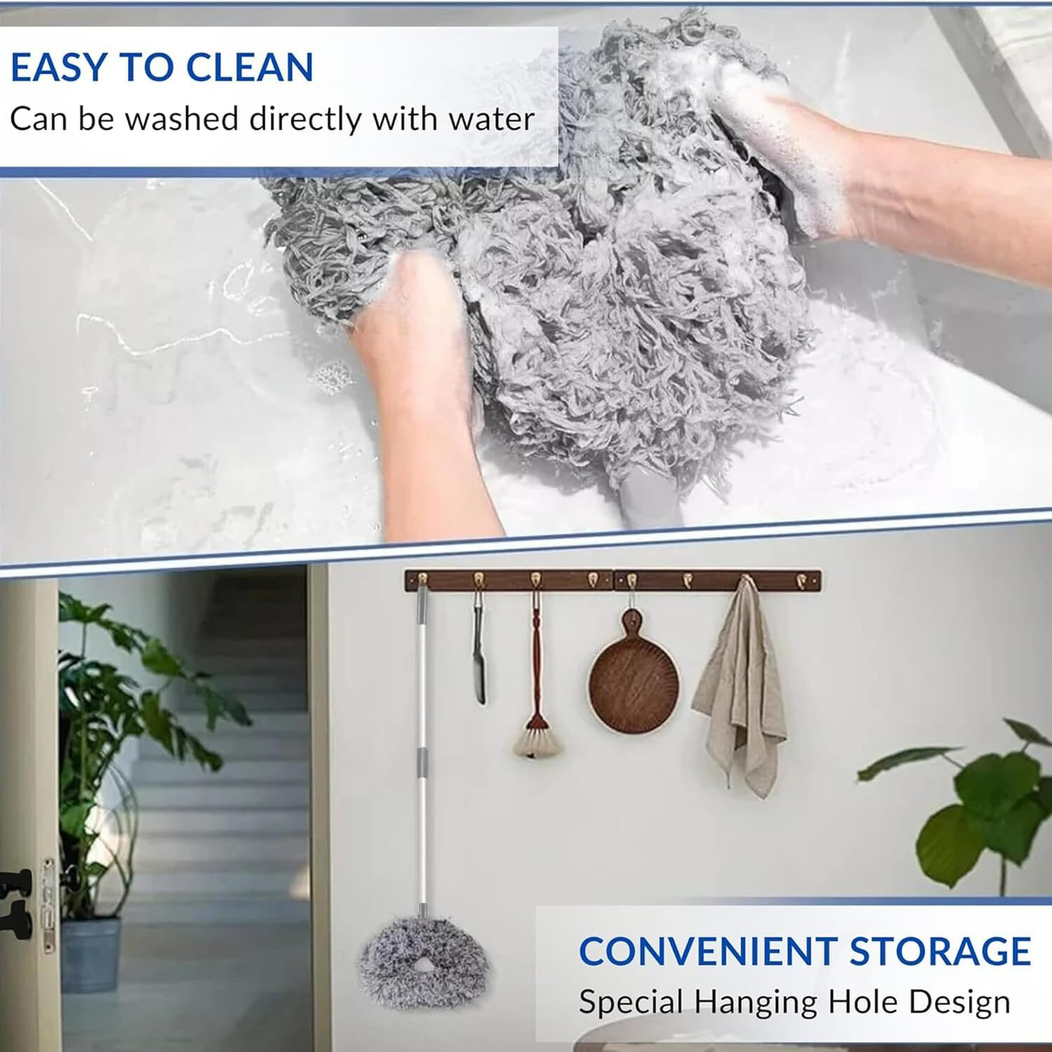 Image of PRECHANA Fan Cleaner Brush with Long Rod Flexible Fan Cleaning Mop Dry Duster