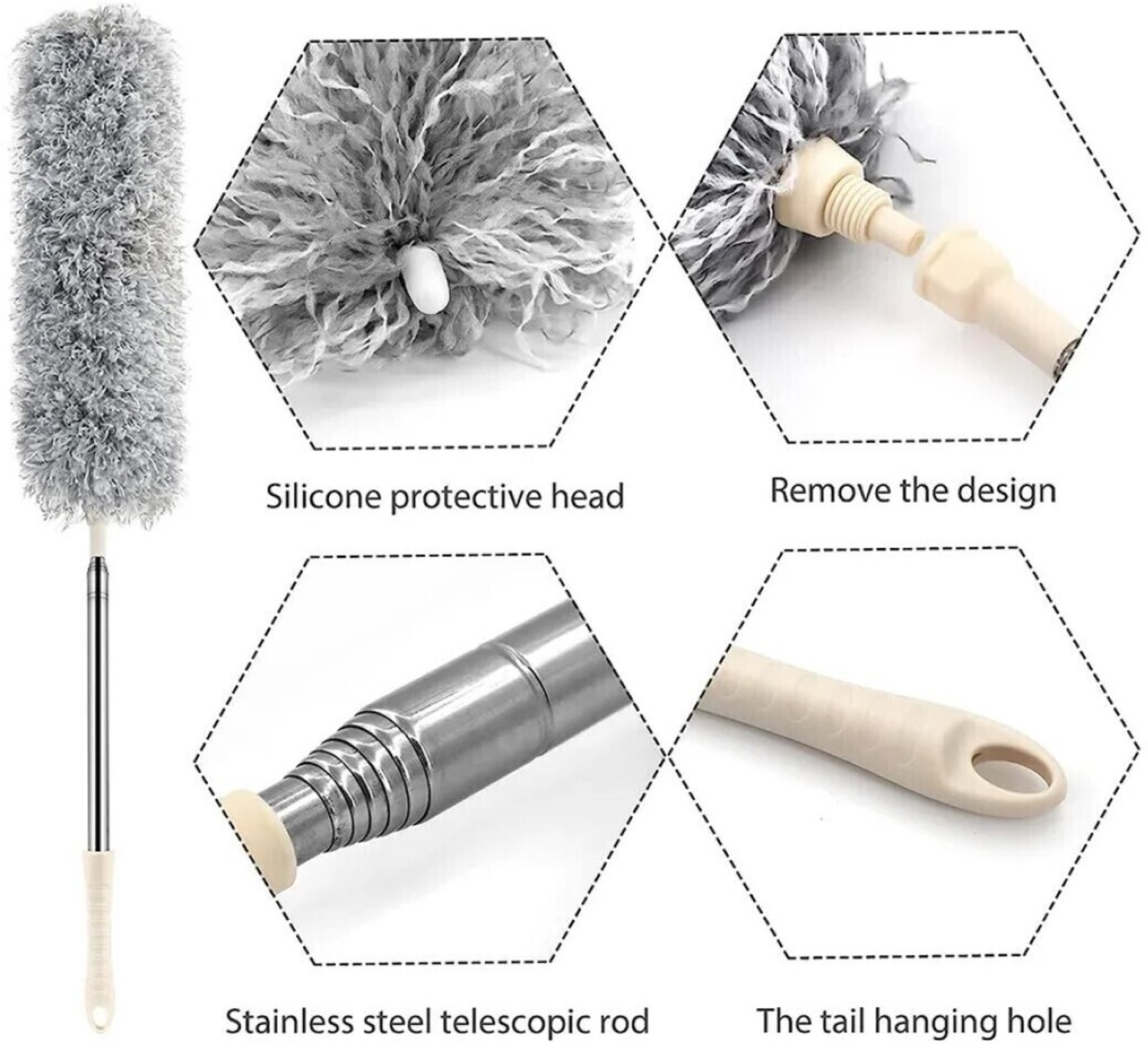 Image of NUCLETRIC Cleaning Brush Feather Microfiber with Extendable Rod Dust Cleaner Wet and Dry Duster