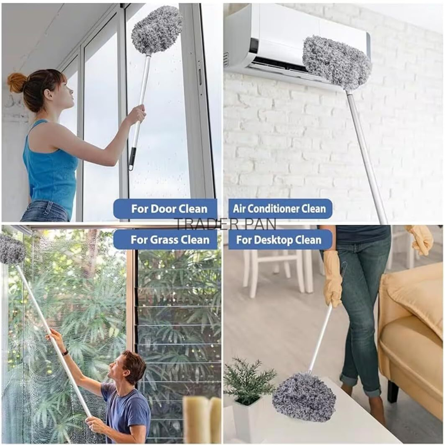 Image of Marita Fan duster fan cleaner brush with long rod flexible fan cleaning mop microfiber Wet and Dry Duster