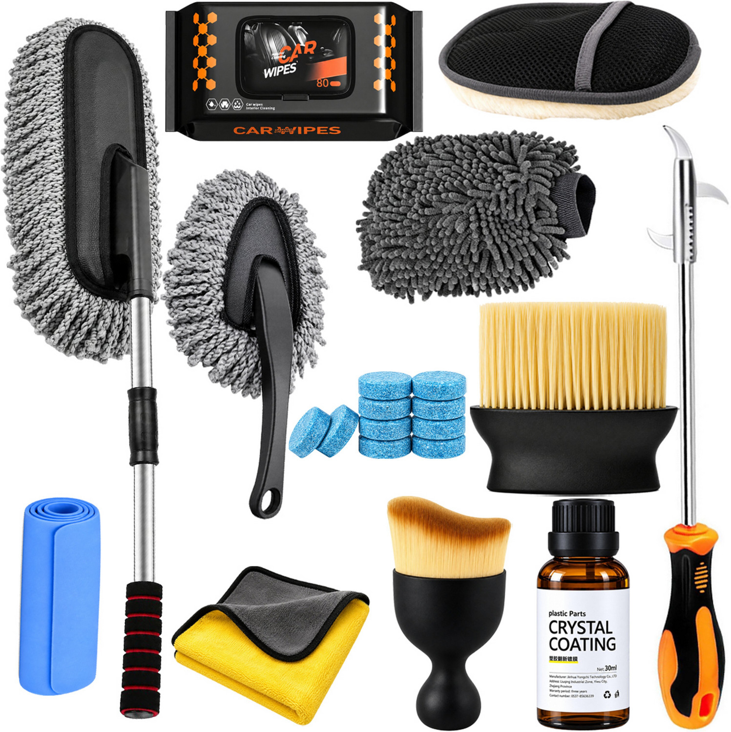 Image of ORIDOR Big Brush-Duster,Coating,Tablet,Gloves,Towel(2),Duster,Stone Remover,Wipes,Mitt Combo