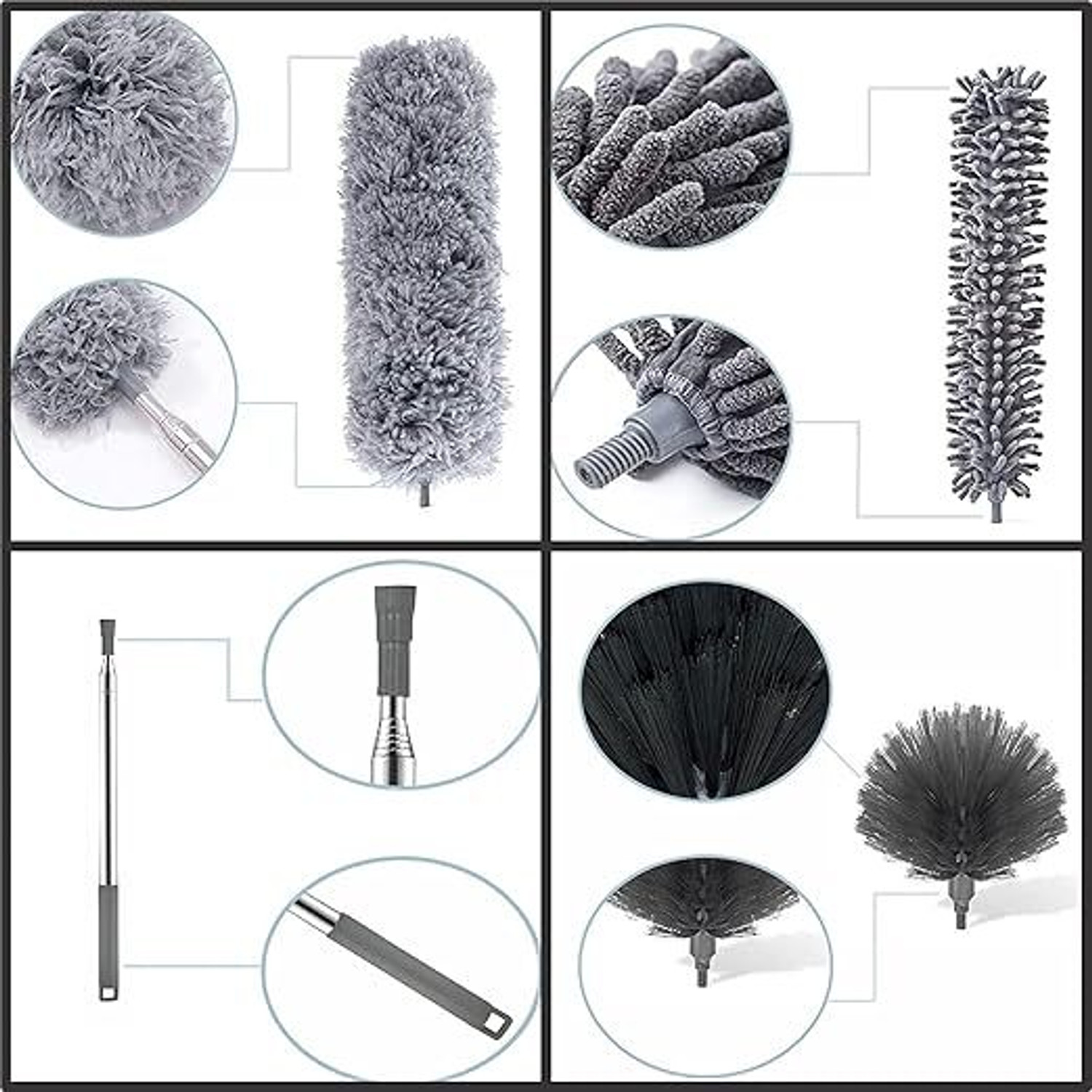 Image of GOLDENEYEHOUSE 4 In 1 Microfiber Feather Duster, 100 Inch Pole for Fans, Ceilings, Blinds Wet and Dry Duster Set