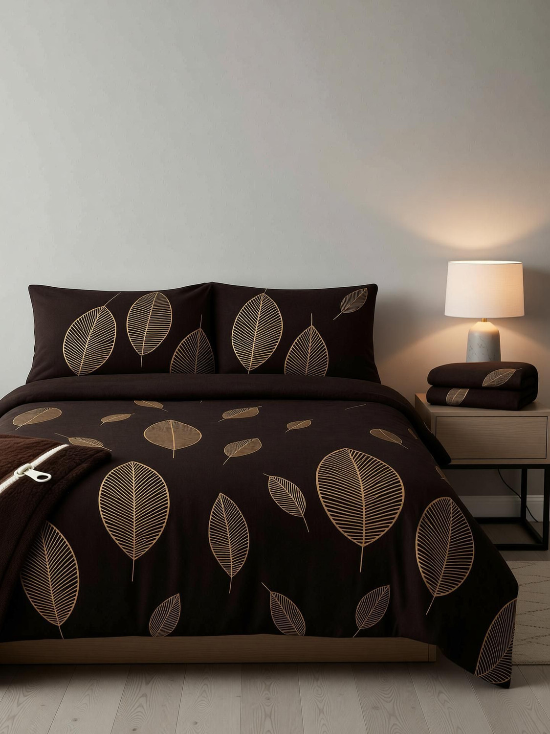 Image of BAZENTICA King Fleece Duvet Cover (Brown)