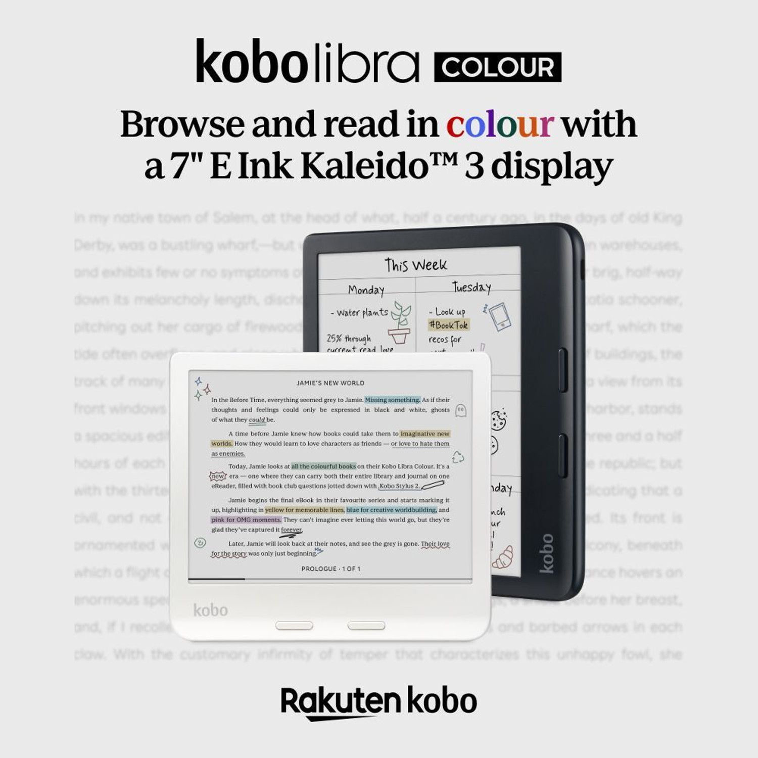 Image of KOBO Libra Colour, eReader, 7 inch Glare-Free Colour E Ink Kaleido 3 Display E-reader