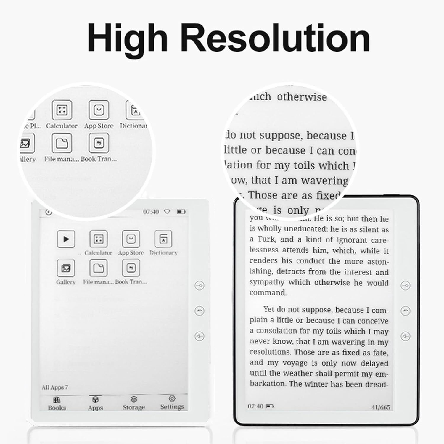 Image of CASON E7 E-Reader Tablet with Black E-Ink Display -5.8 inch Portable Glare (No Backlight) E-reader