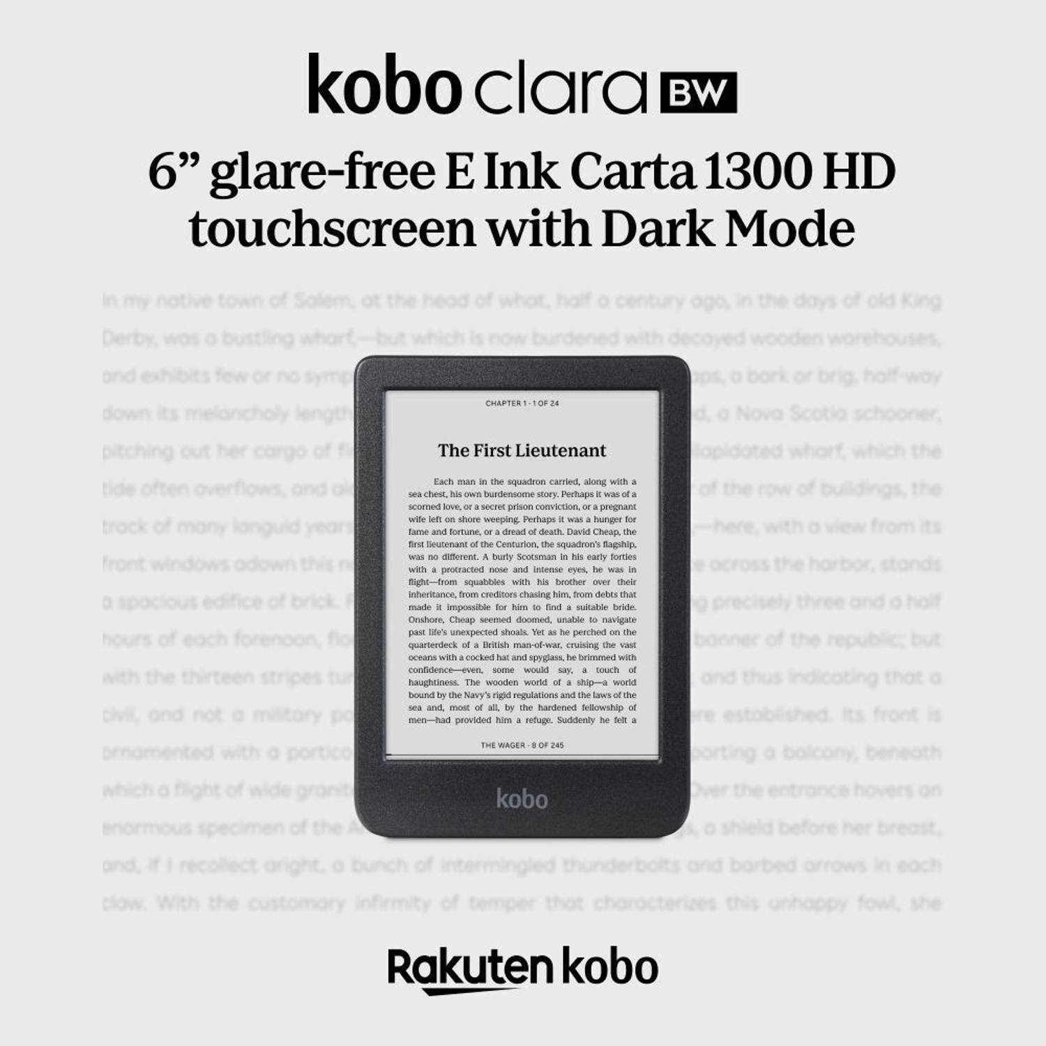 KOBO Clara BW, eReader, 6” Glare-Free Touchscreen with