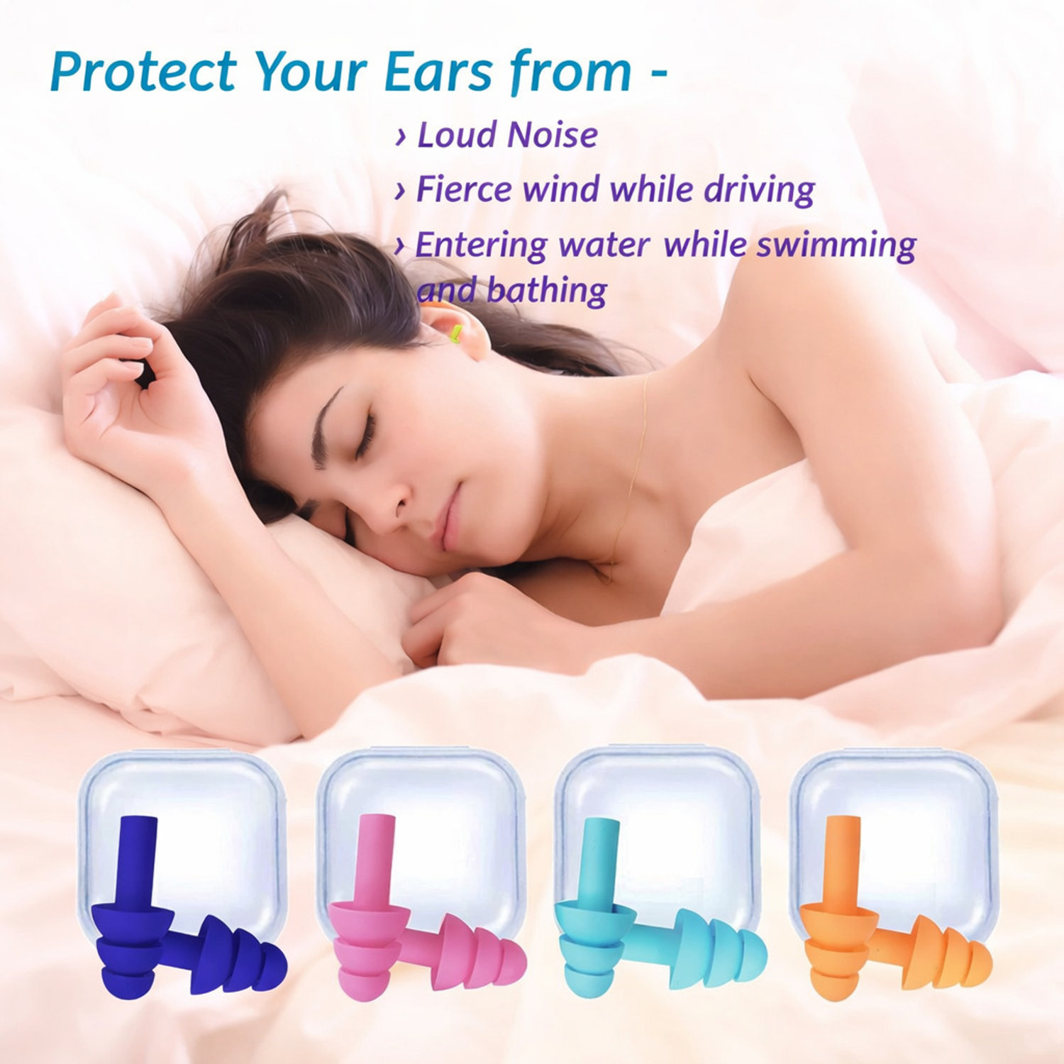 Image of ANSHAURA 5 Pair Silicone Ear Plugs for Sleeping, Travel & Loud Noise Reduction Ear Plug