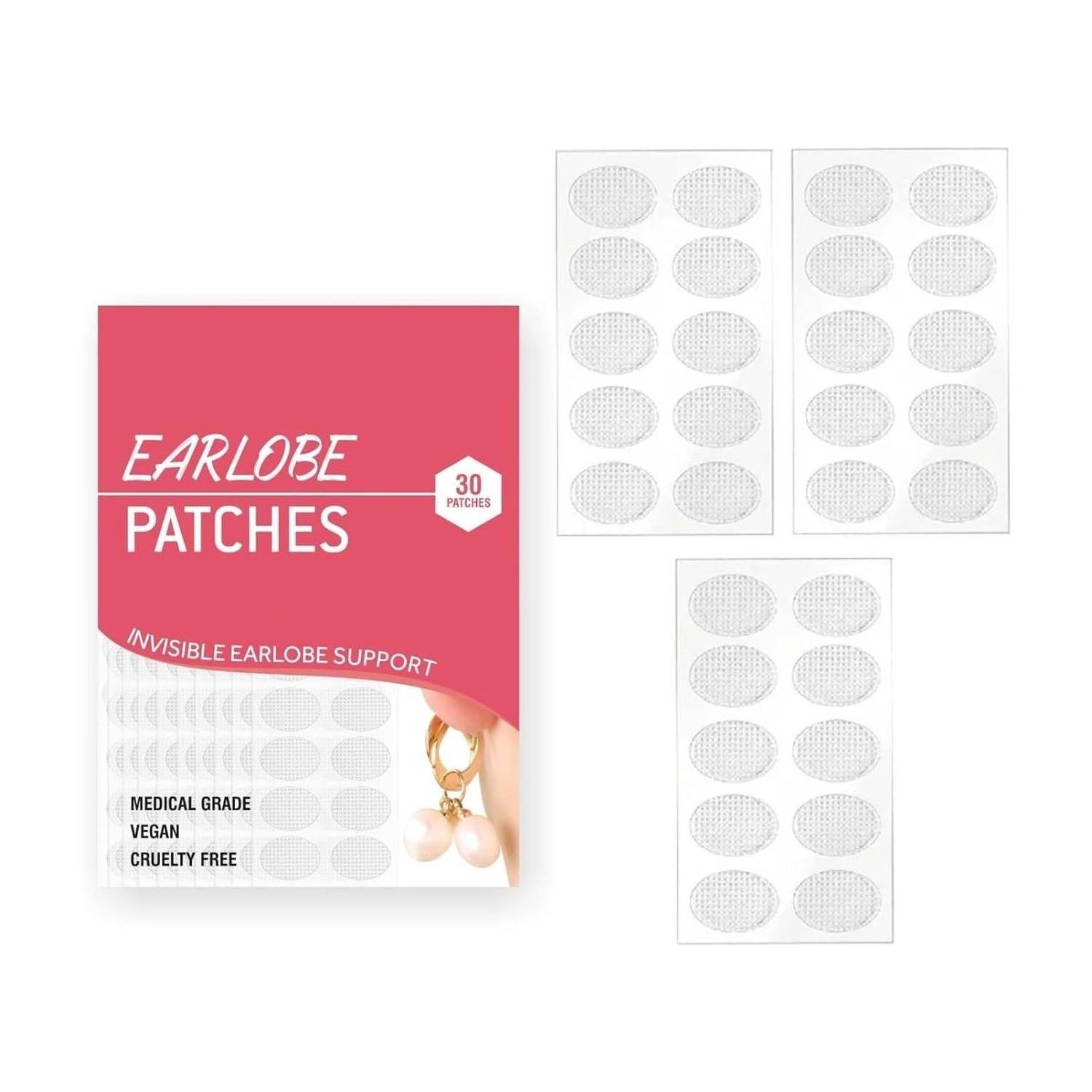 Buyer Choice Discreet Ear Lobe Support Patches for Heavy Earrings -Invisible & Hypoallergenic Adhesive Backing to Prevent Stretching, Tearing, and Repair Damaged Piercings Correct Sagging and Secure Heavy Jewelry on Damaged or Stretched Piercings (Manual)