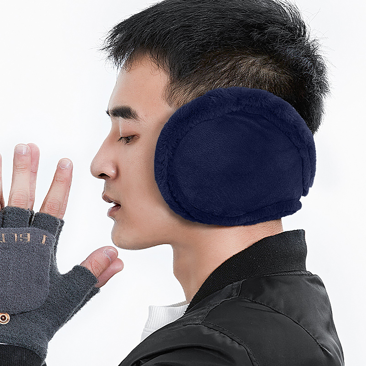 Image of SYGA Winter Men's Trendy Warm Earmuffs Thickened Plush Back-Worn Earmuffs Winter Ear Muff
