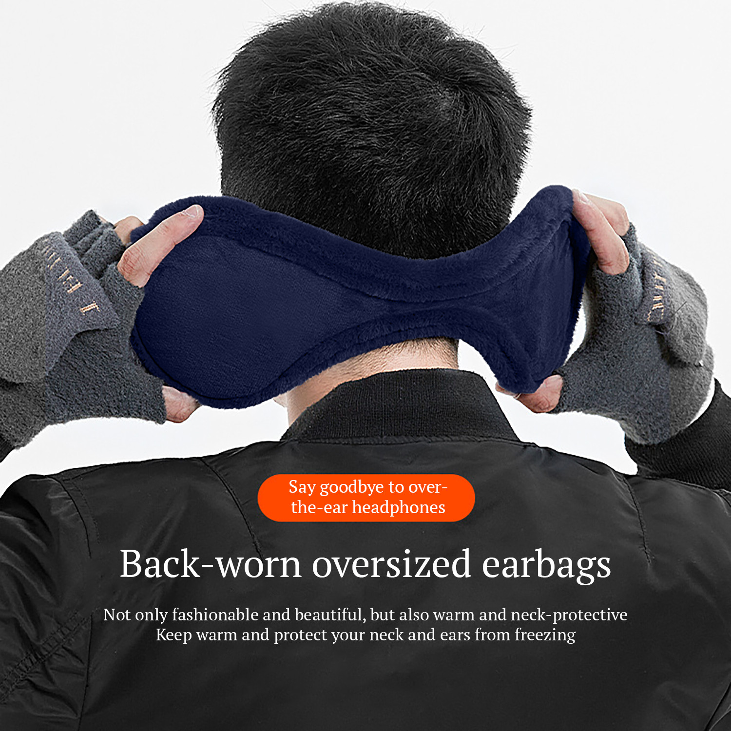 Image of SYGA Winter Men's Trendy Warm Earmuffs Thickened Plush Back-Worn Earmuffs Winter Ear Muff