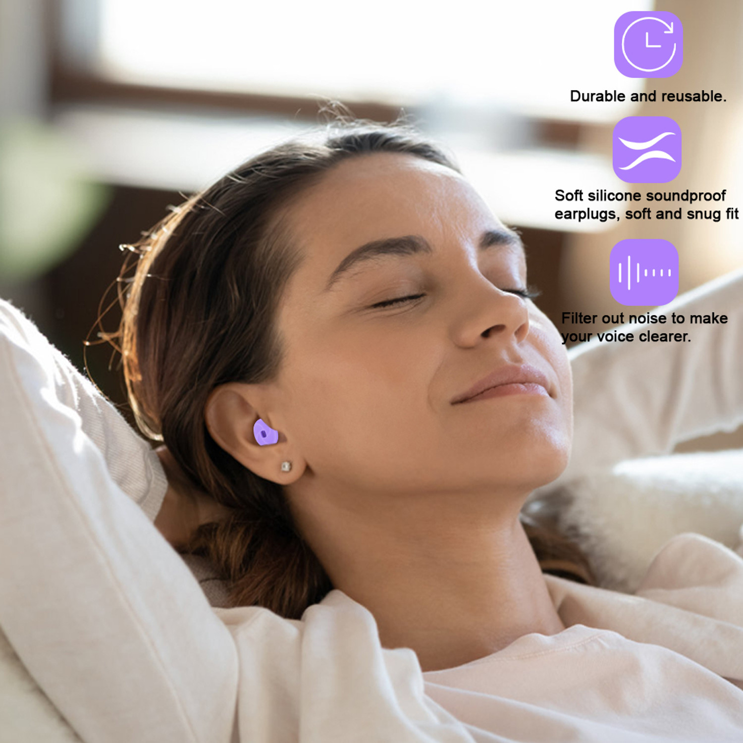 Image of Zorbes Ultra Soft Silicone Loop Ear Plugs for Noise Reduction and Comfort Fit Ear Muff