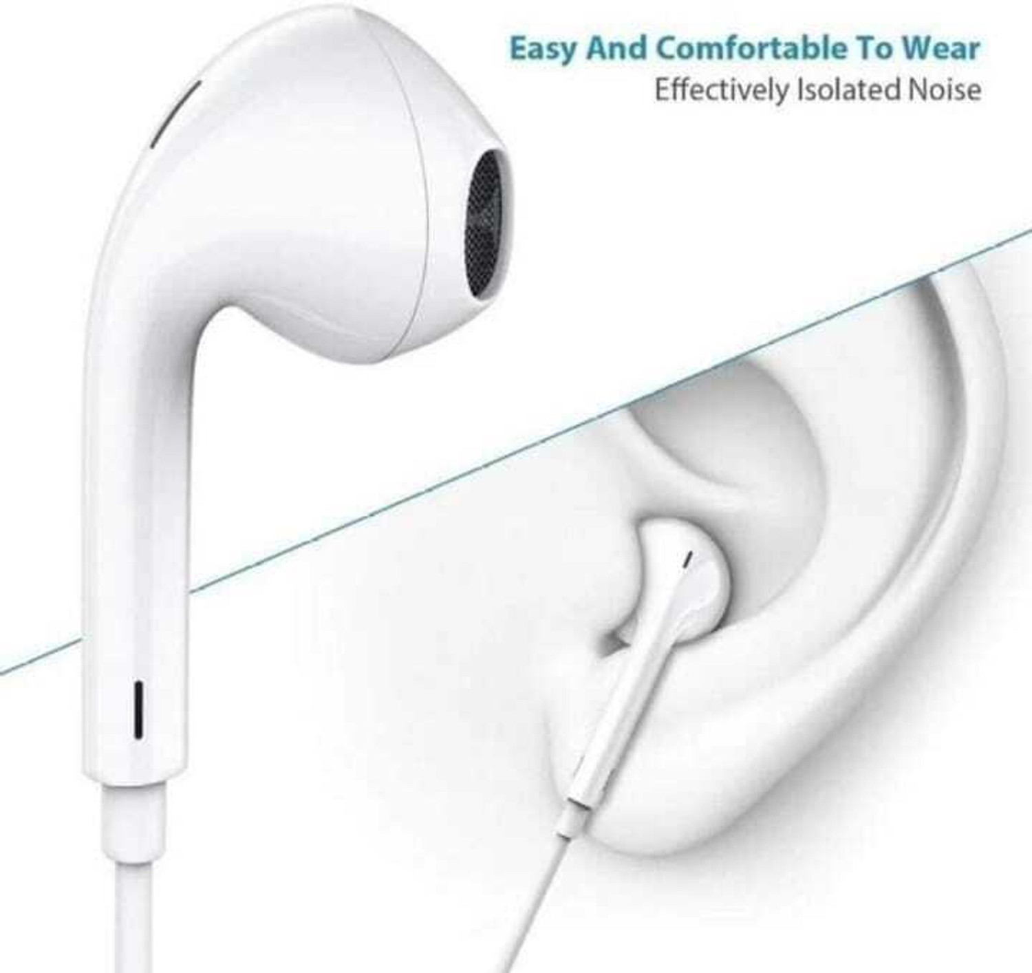Image of FONEPARTS Premium Type-C Wired Earphones with HD Sound & In-line Mic (White, In the Ear) Earphone Cable Organizer