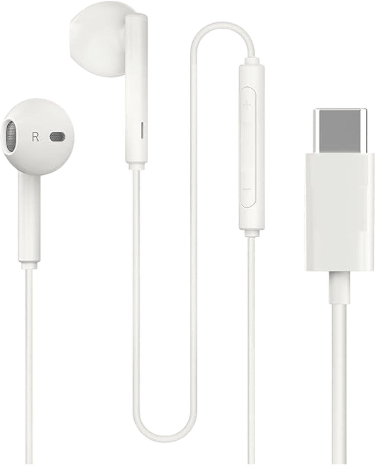 Image of FONEPARTS Premium Type-C Wired Earphones with HD Sound & In-line Mic (White, In the Ear) Earphone Cable Organizer