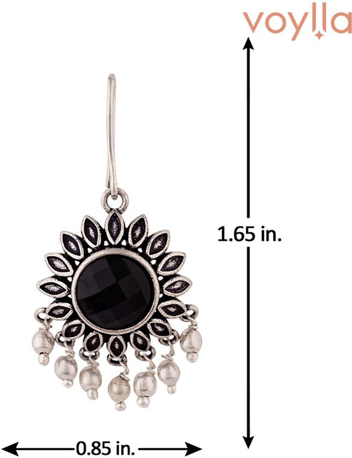 Image of Voylla Work Essentials Round Cut Gem Earrings Crystal Brass Drops & Danglers