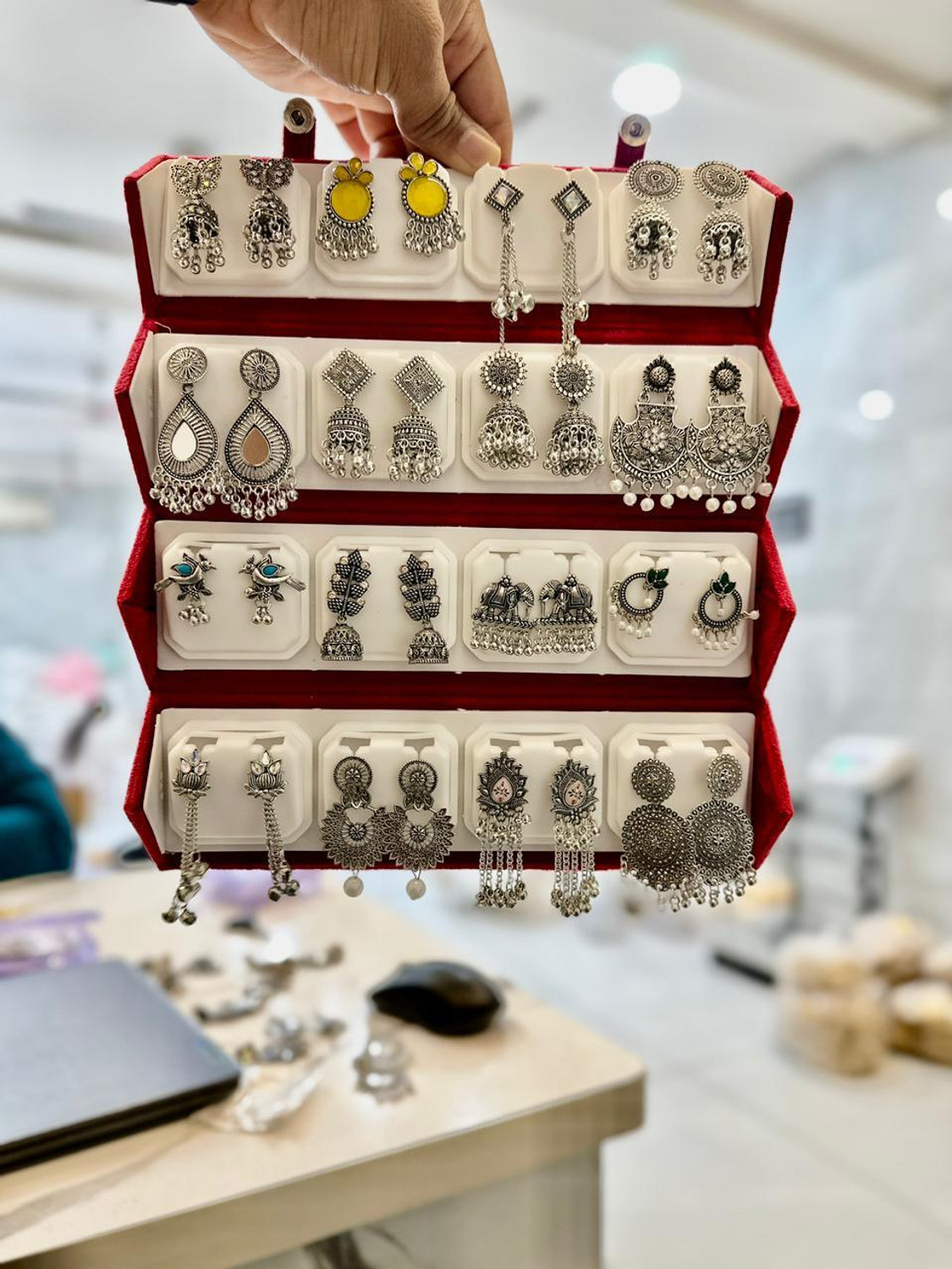 Image of MAQ TRADERS MAQ PREMIUM 16PAIR JHUMKA BOX Alloy Jhumki Earring