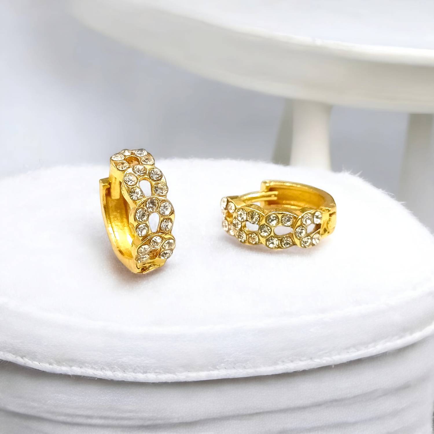 MA FASHION Cubic Zirconia Brass Hoop Earrings - Image 2