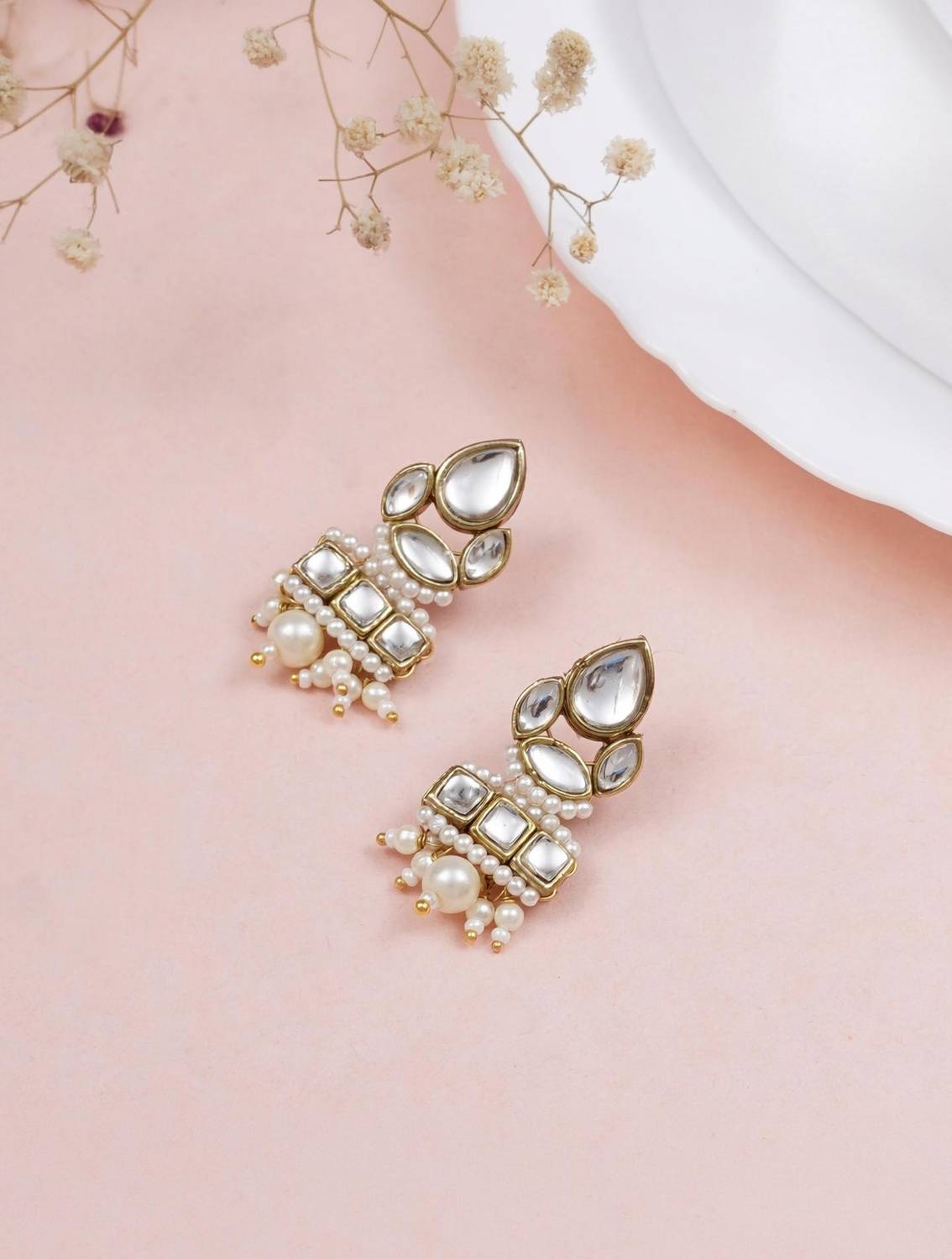 Beabhika Divine Kundan Earrings Alloy Drops & Danglers