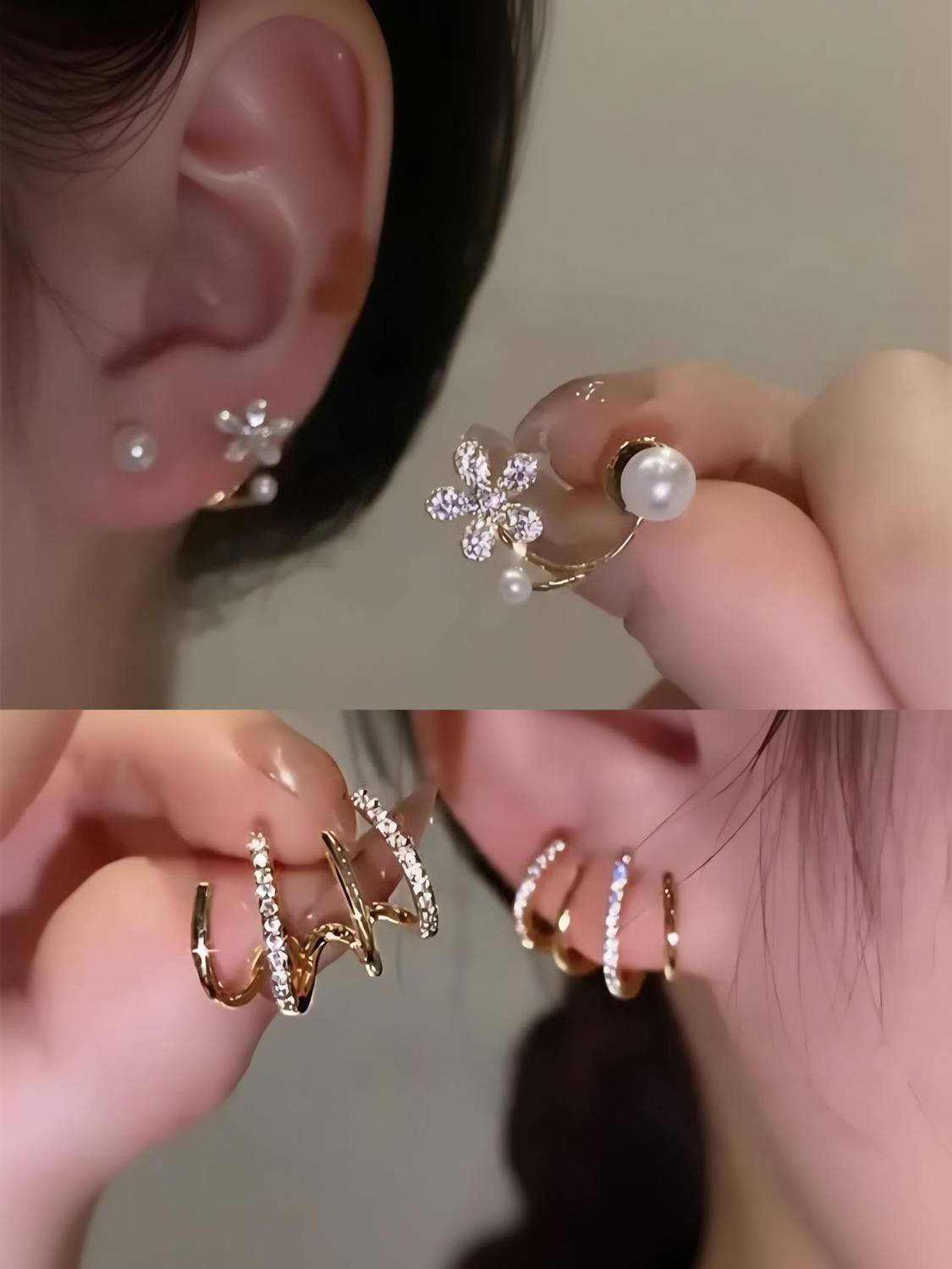 GloAww AJ FLOWERCLAW EARRINGS COMBO Pearl Alloy Stud Earring, Drops & Danglers