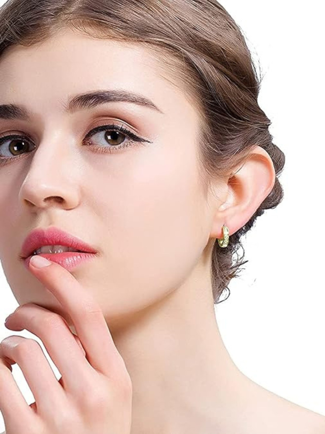Image of Style Wind Elegant Fashion Cubic Zirconia Stainless Steel Hoop Earring