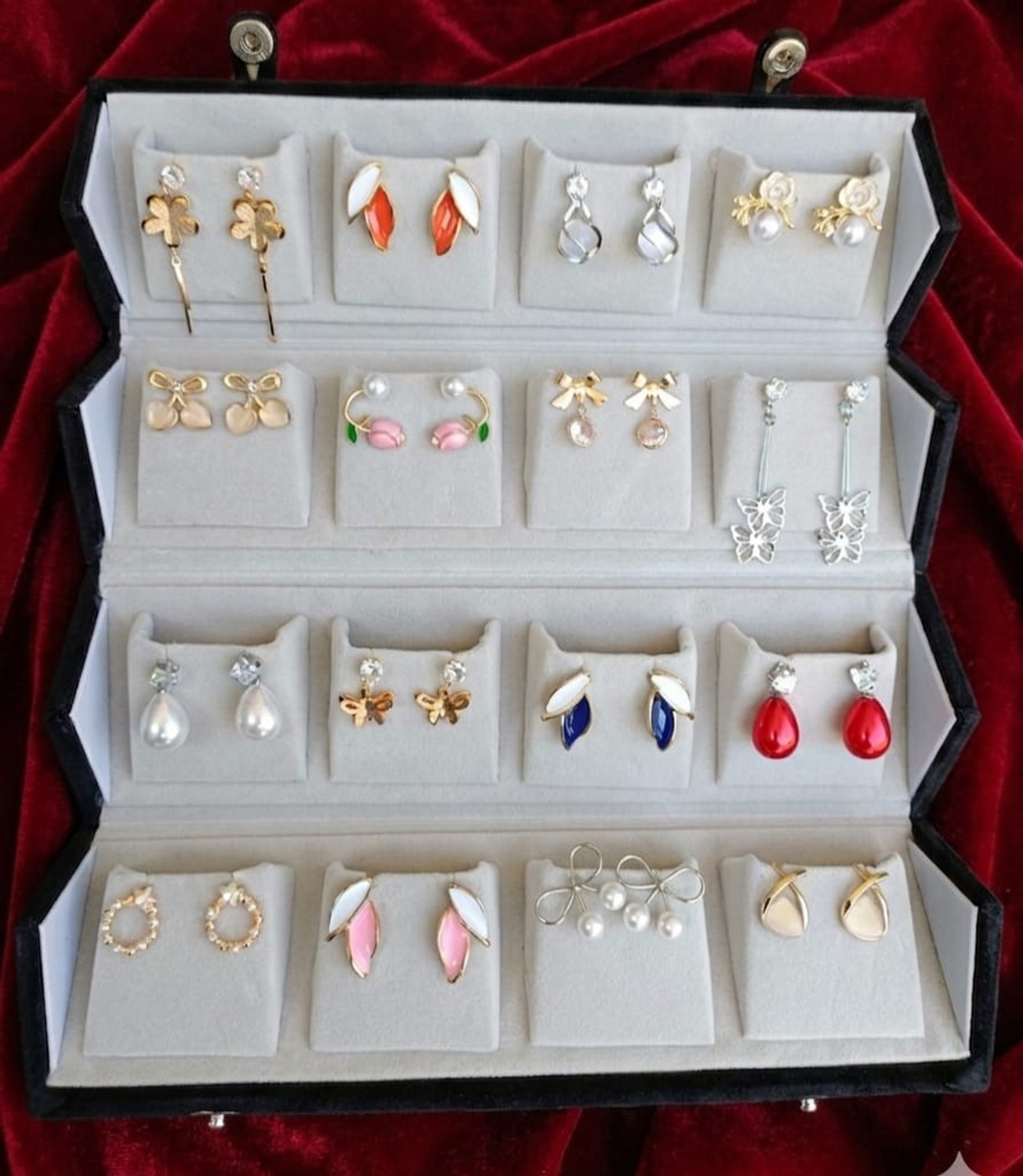 Image of ELITEKRTZ Trending 16 pair earring box with KOREAN EARRINGS Alloy Jhumki Earring