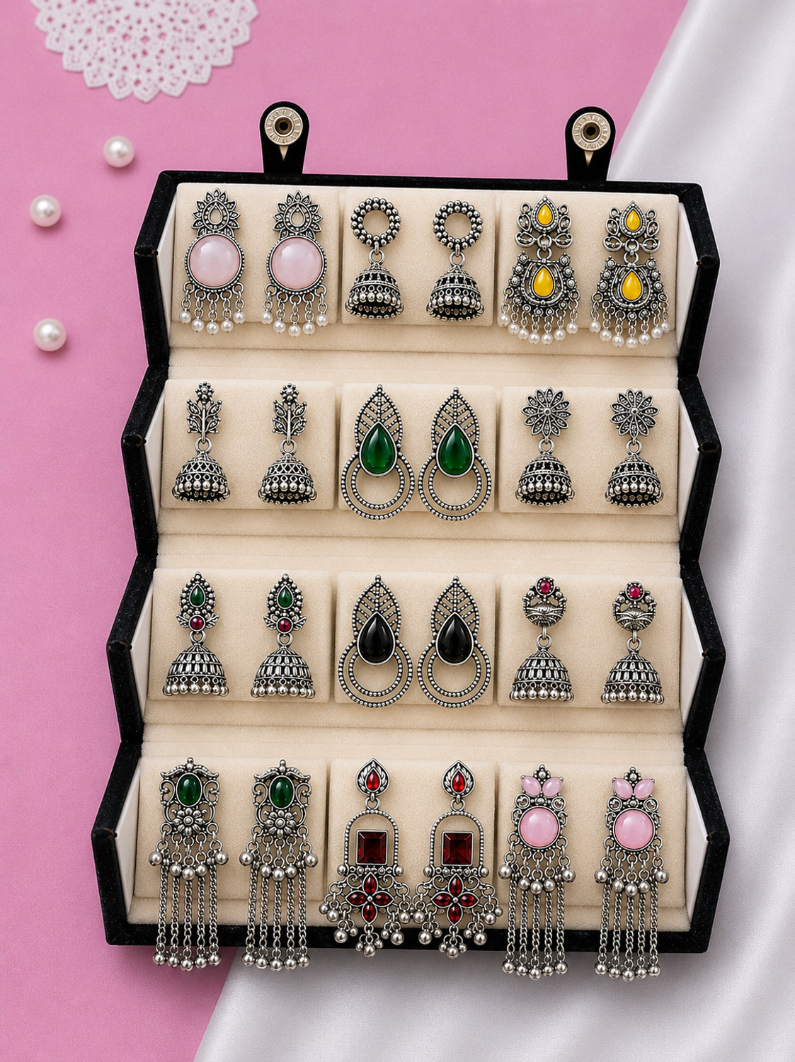 Image of Vastaraj Multicolor Jhumka Earrings Combo with Gift Box Beads Alloy Jhumki Earring, Drops & Danglers