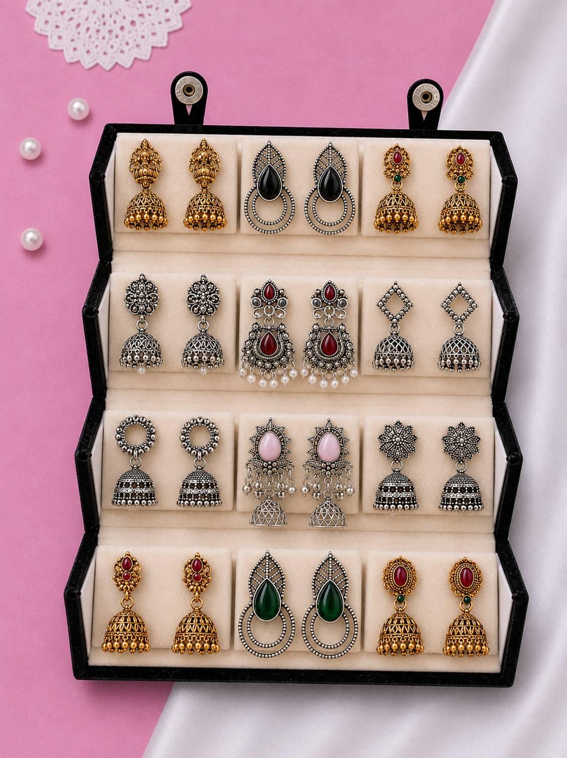 Vastaraj Women's Beads Alloy Jhumki Earring Combo Pack - Image 3