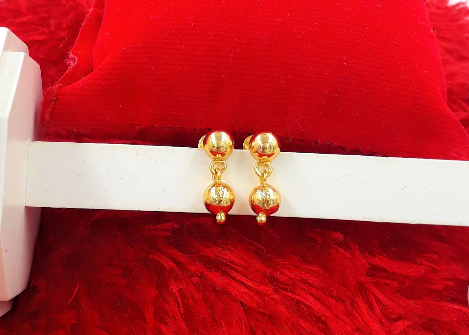 Anujeet Fashion Hub Gold Plated Covering 5 metal Impon Plain Ball Dangler Earrings For Women & Girls Copper Drops & Danglers