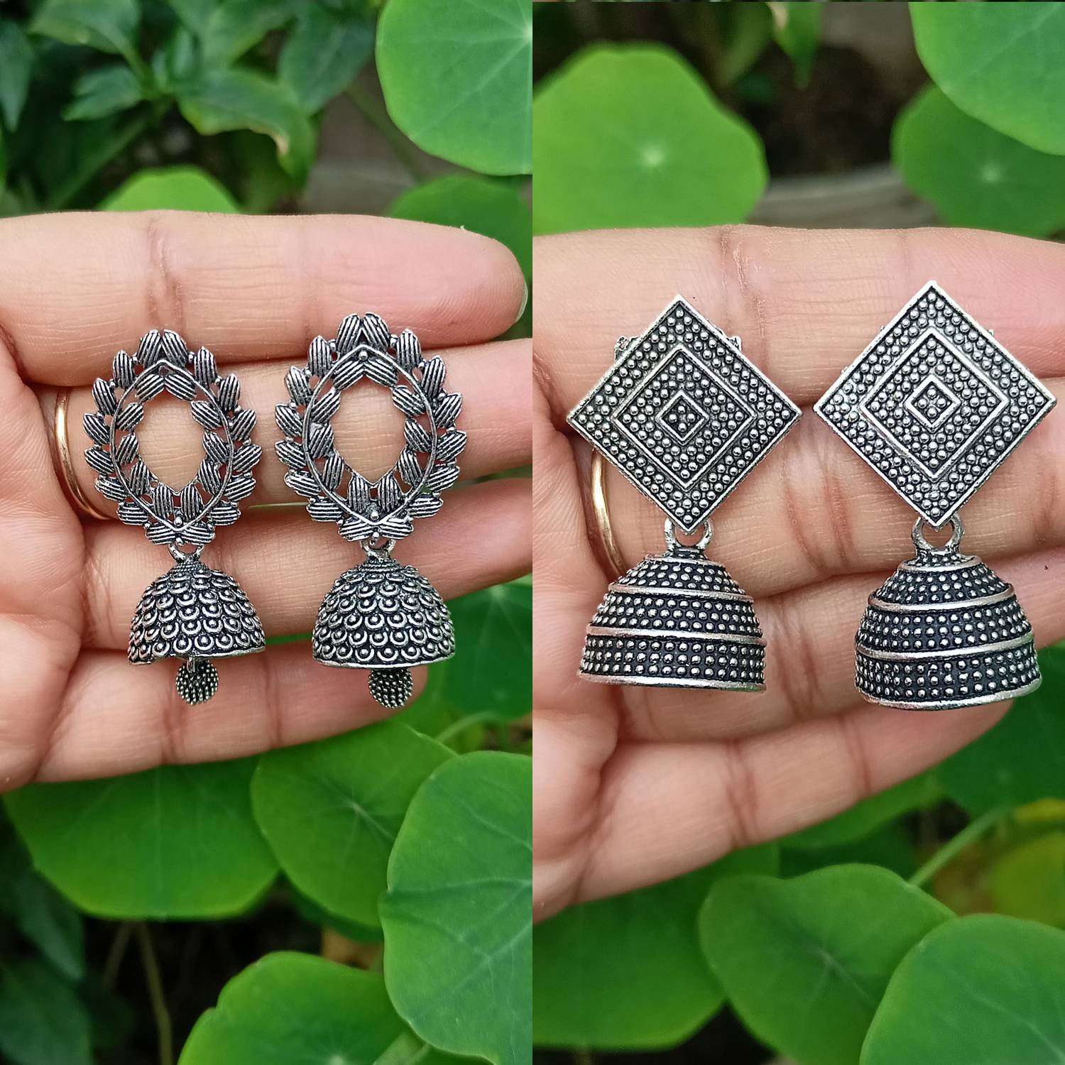 Aadvik Collections Traditional Oxidized Earings Pack of 2 Jhumki Earring For Women & Girls Alloy Jhumki Earring