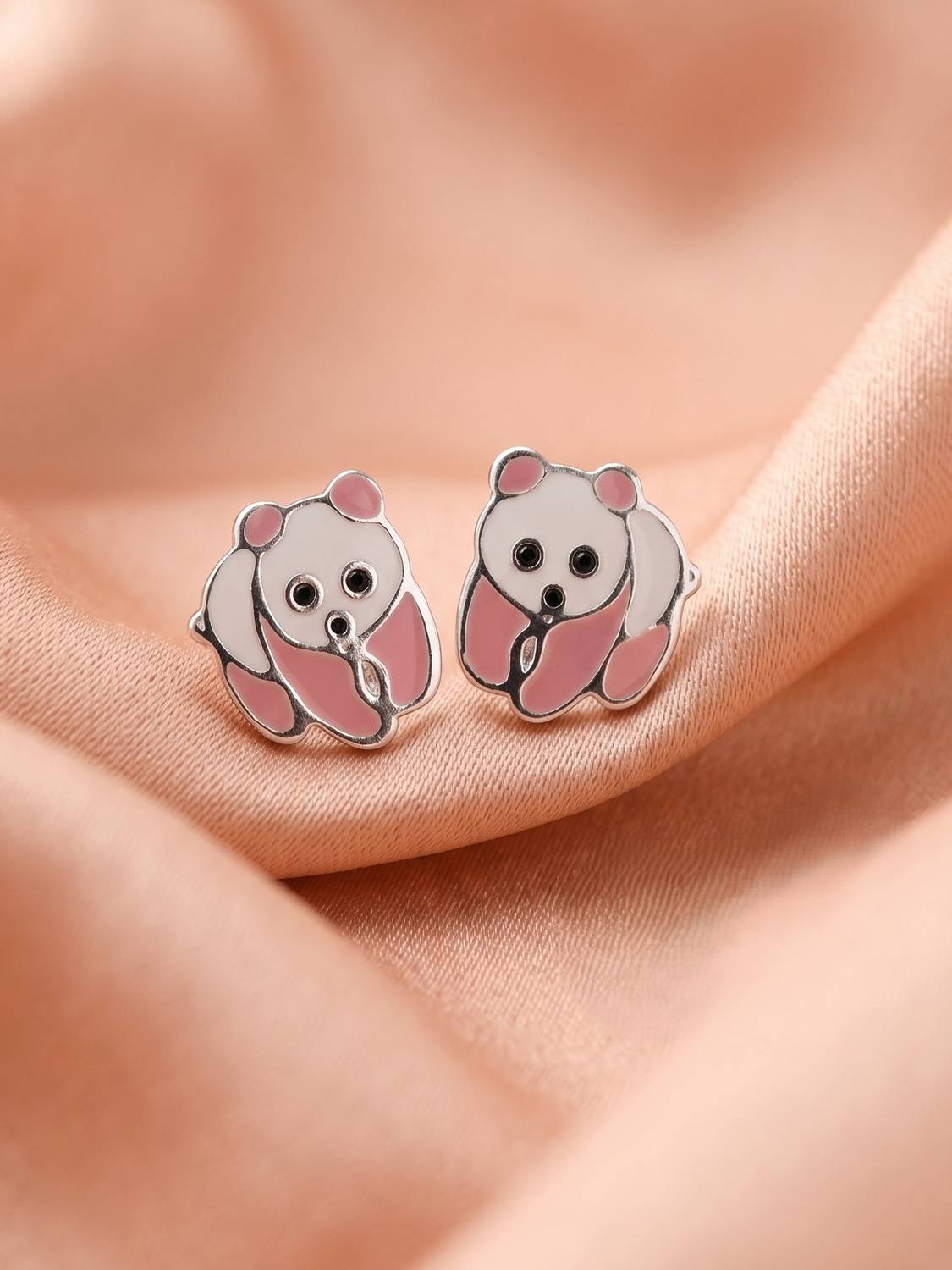 925 SILLER 925 Pure Silver Panda Studs Earrings Sterling Silver Stud Earring