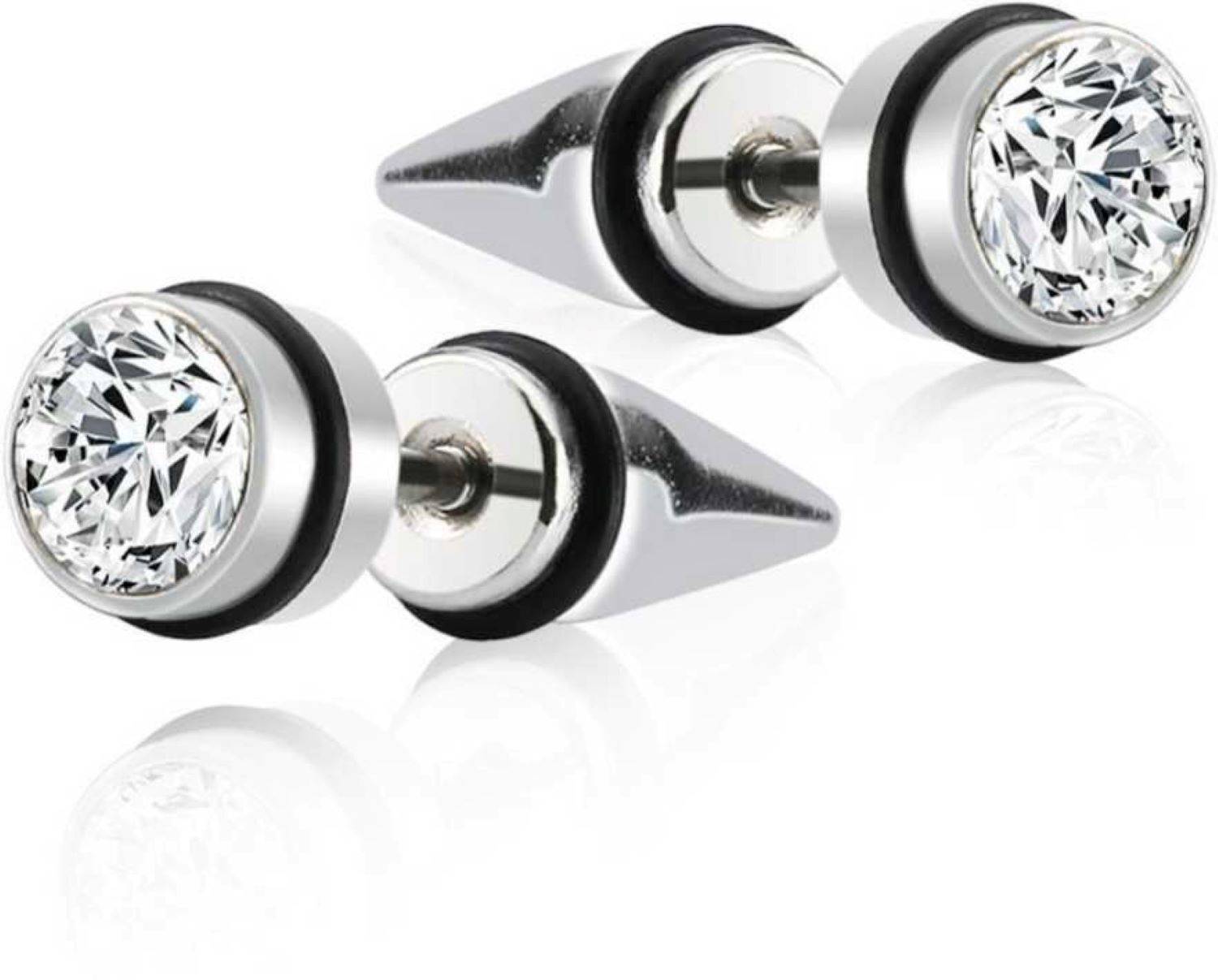 Karishma Kreations Mens Jewellery Valentine Multi Silver Stud earrings for men/ Ear rings Combo For Men Gents Boys unisex mens jewellery Cubic Zirconia Metal Earring Set