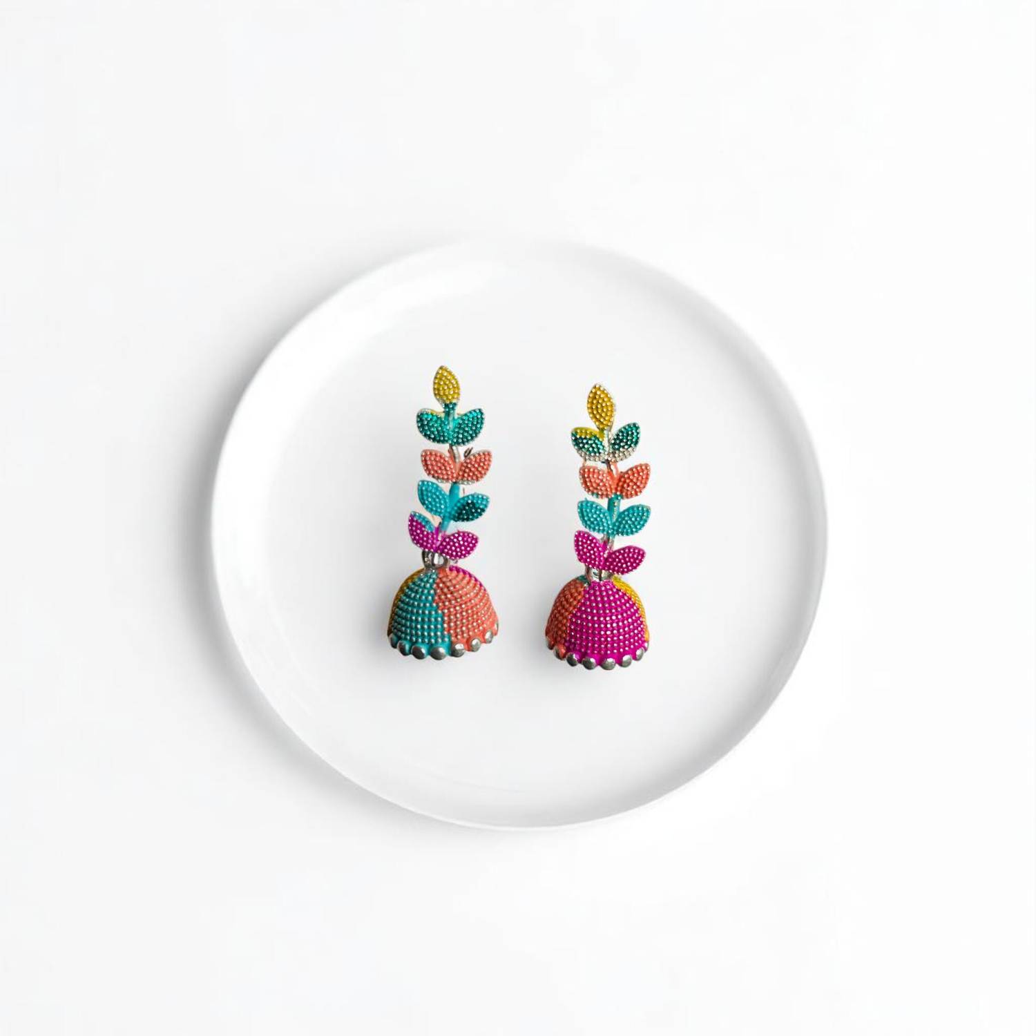 Artistic Bliss Multicolor Handcrafted Beaded Leaf Design Jhumka Earrings for Women and Girls Alloy Drops & Danglers