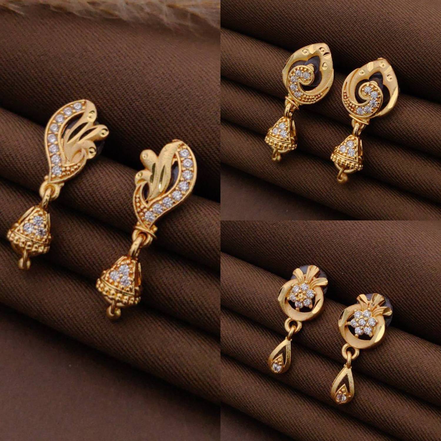 BELLADOR Gold Plated Combo of 3 Tassel Earrings women and Girls Alloy Latkan Earring Cubic Zirconia Alloy Jhumki Earring