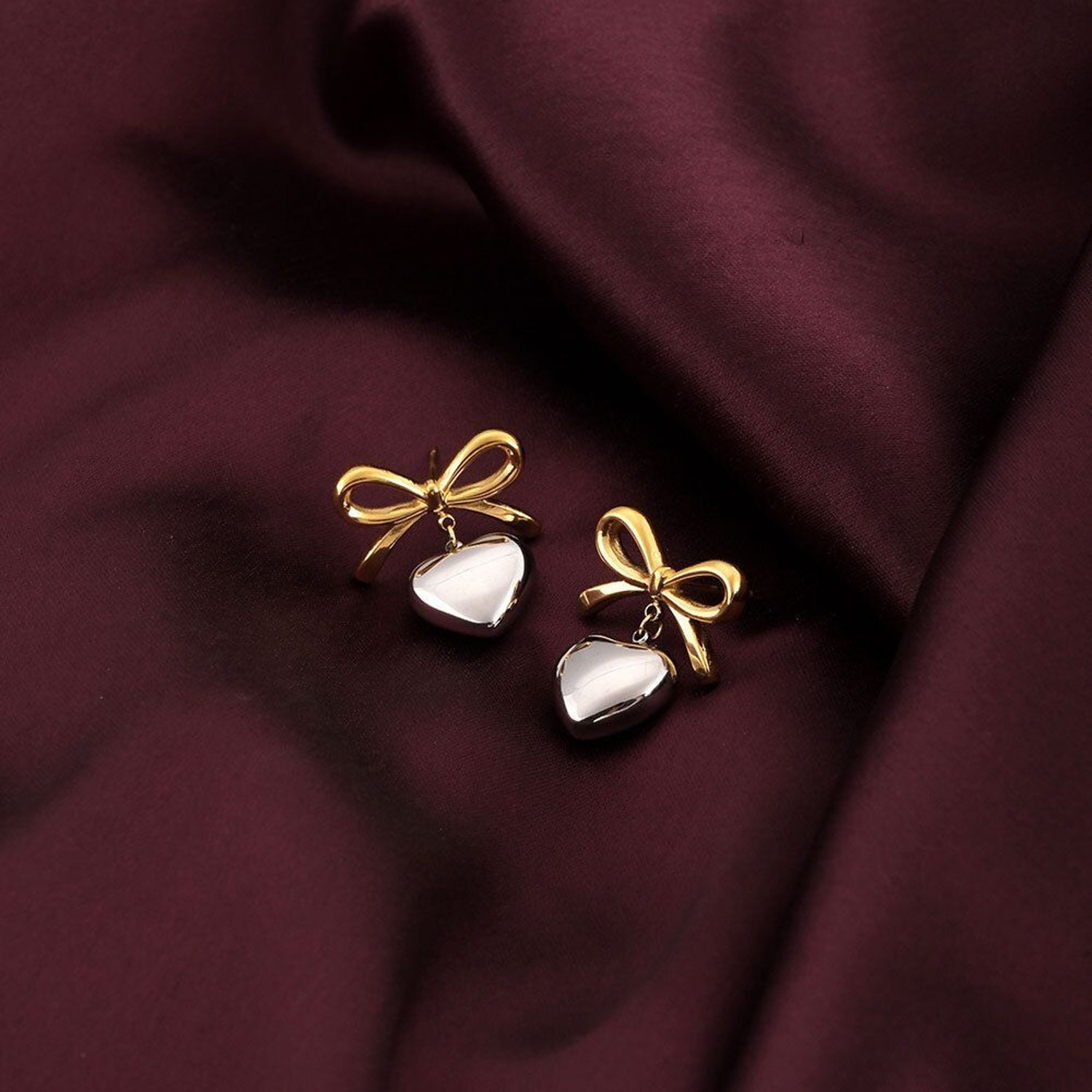 Image of PALMONAS Bi-metal Wrapped With Love Earrings Stainless Steel Drops & Danglers
