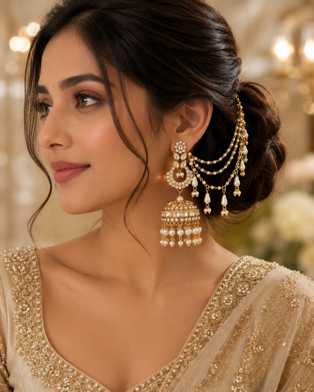 Image of anexus goldenlook Alloy Jhumki Earring, Drops & Danglers