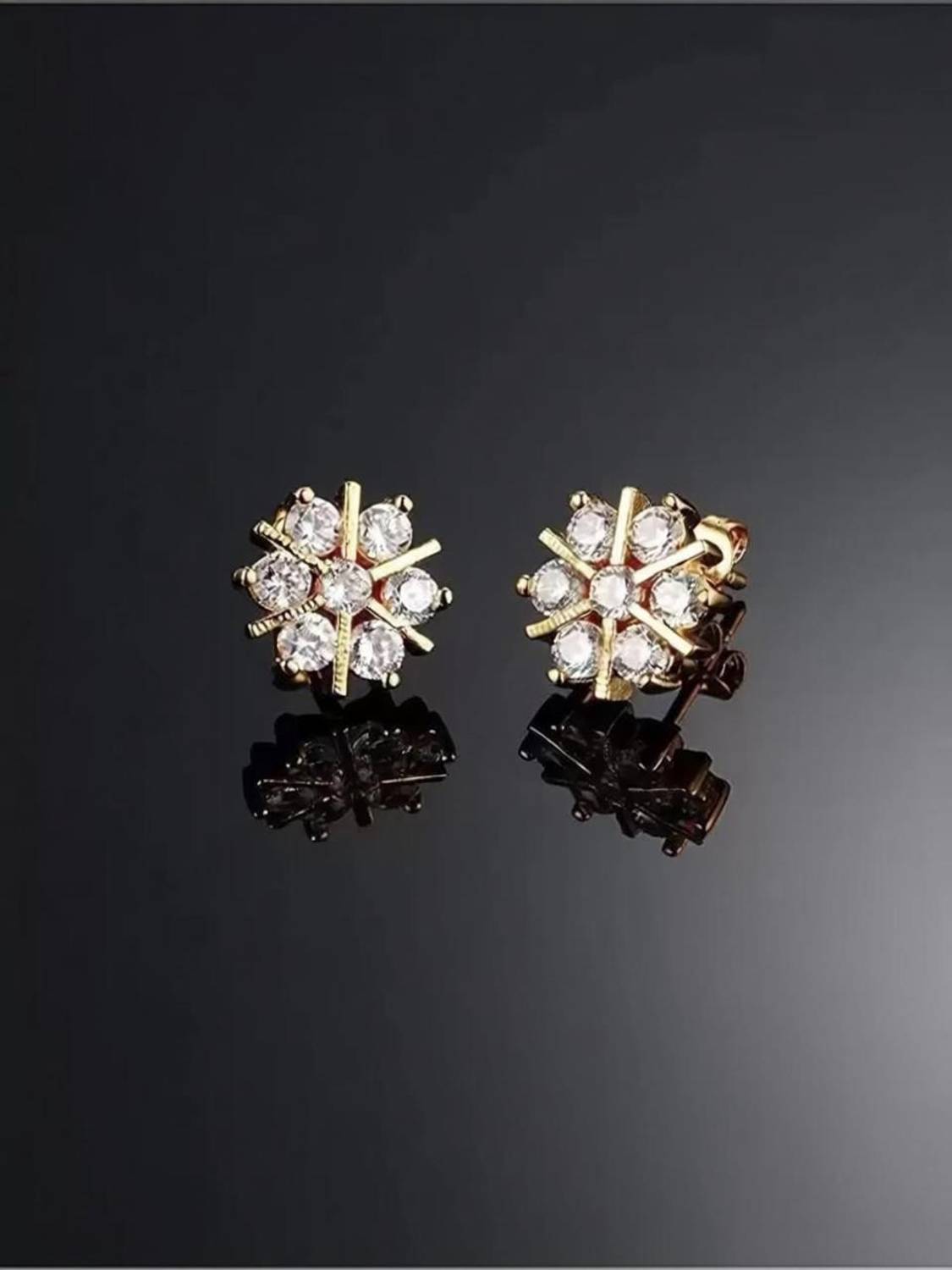 AFJ GOLD ONE GRAM GOLD PLATED AD EARRINGS Cubic Zirconia Copper Stud Earring